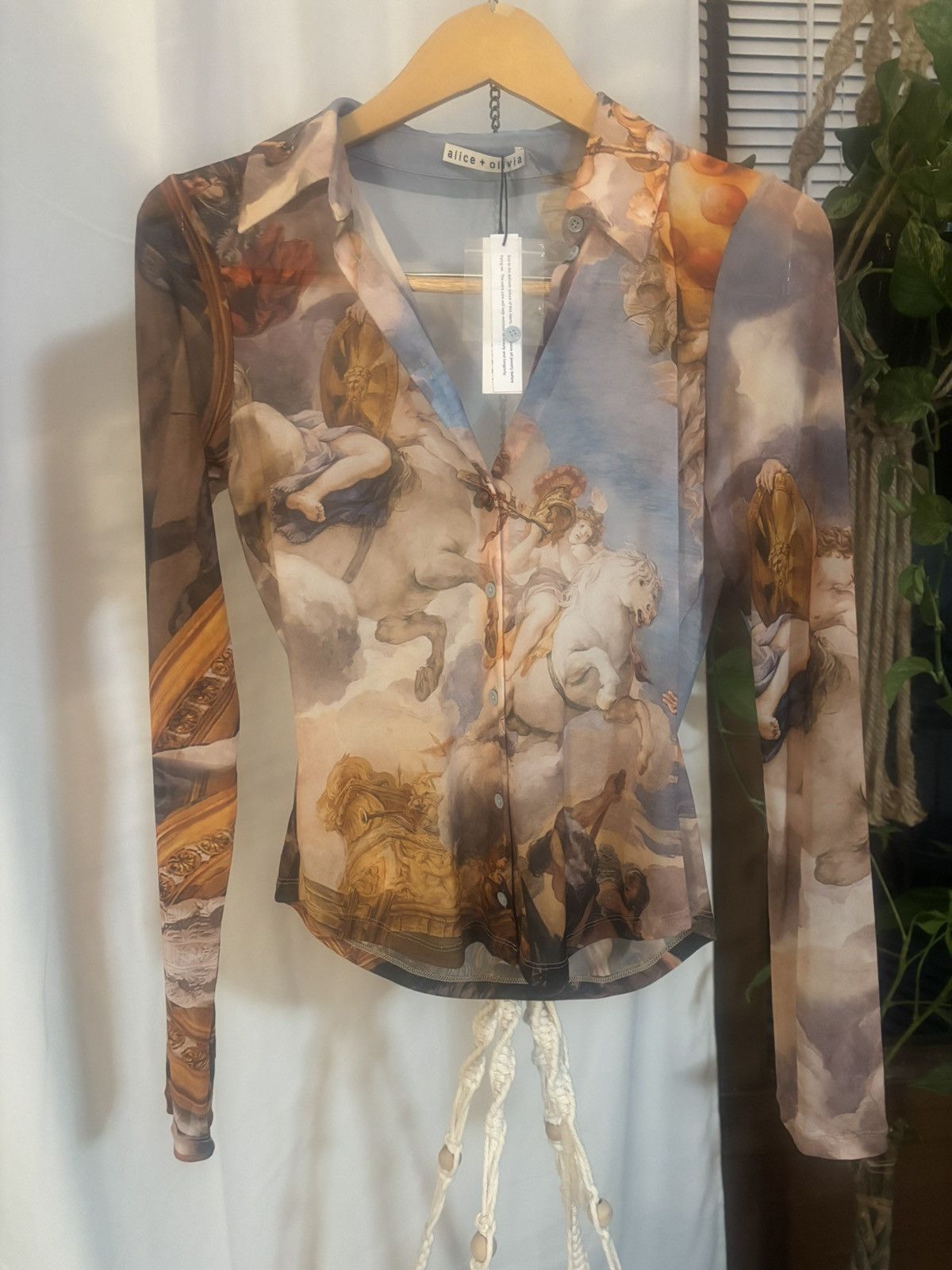 Alice & Olivia Jade Mesh button down top