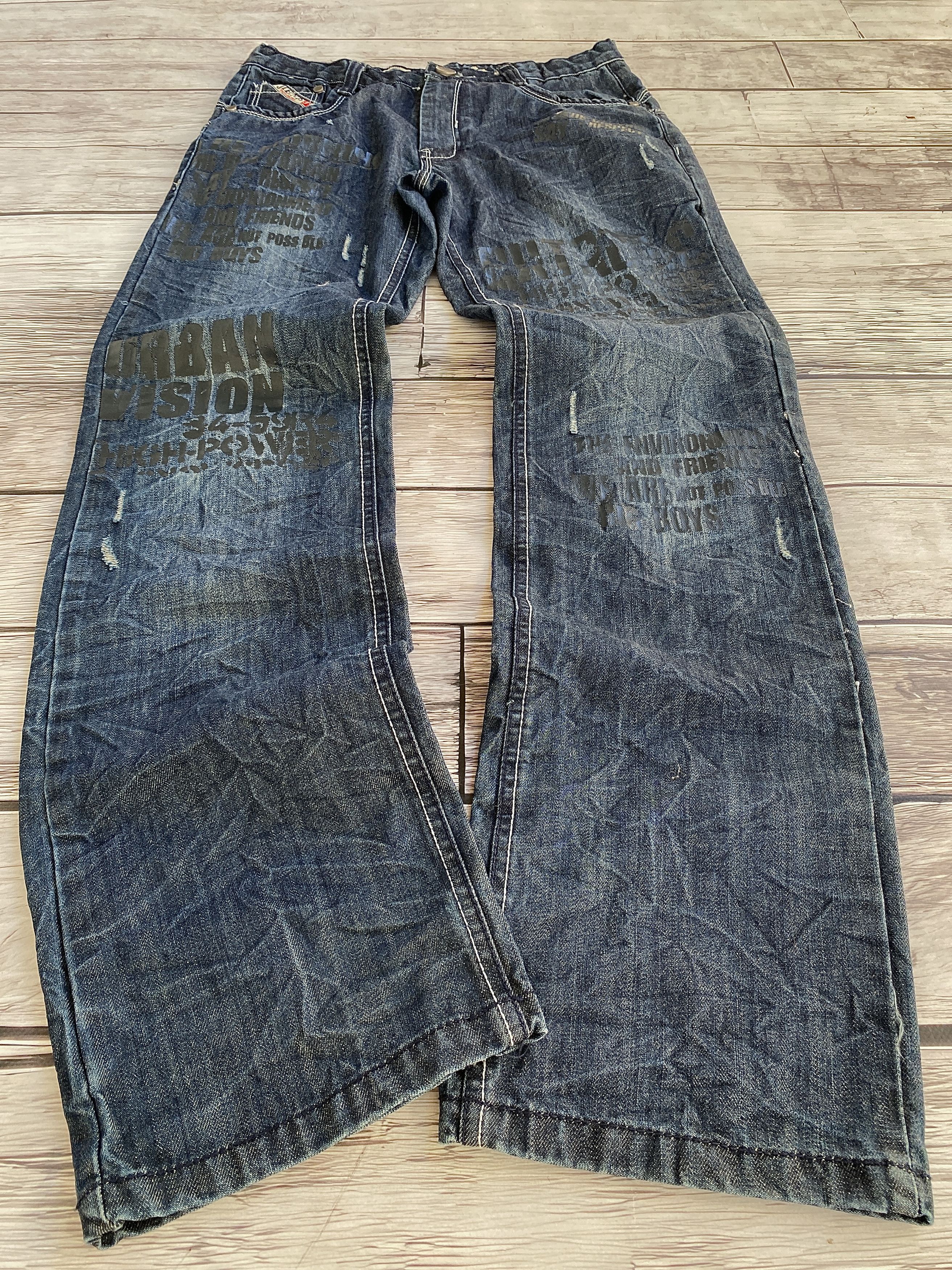 Hysteric Glamour × Japanese Brand Japanese Crazy Ed Hardy Style Distressed Washed Jeans Size US 30 / EU 46 - 1 Thumbnail