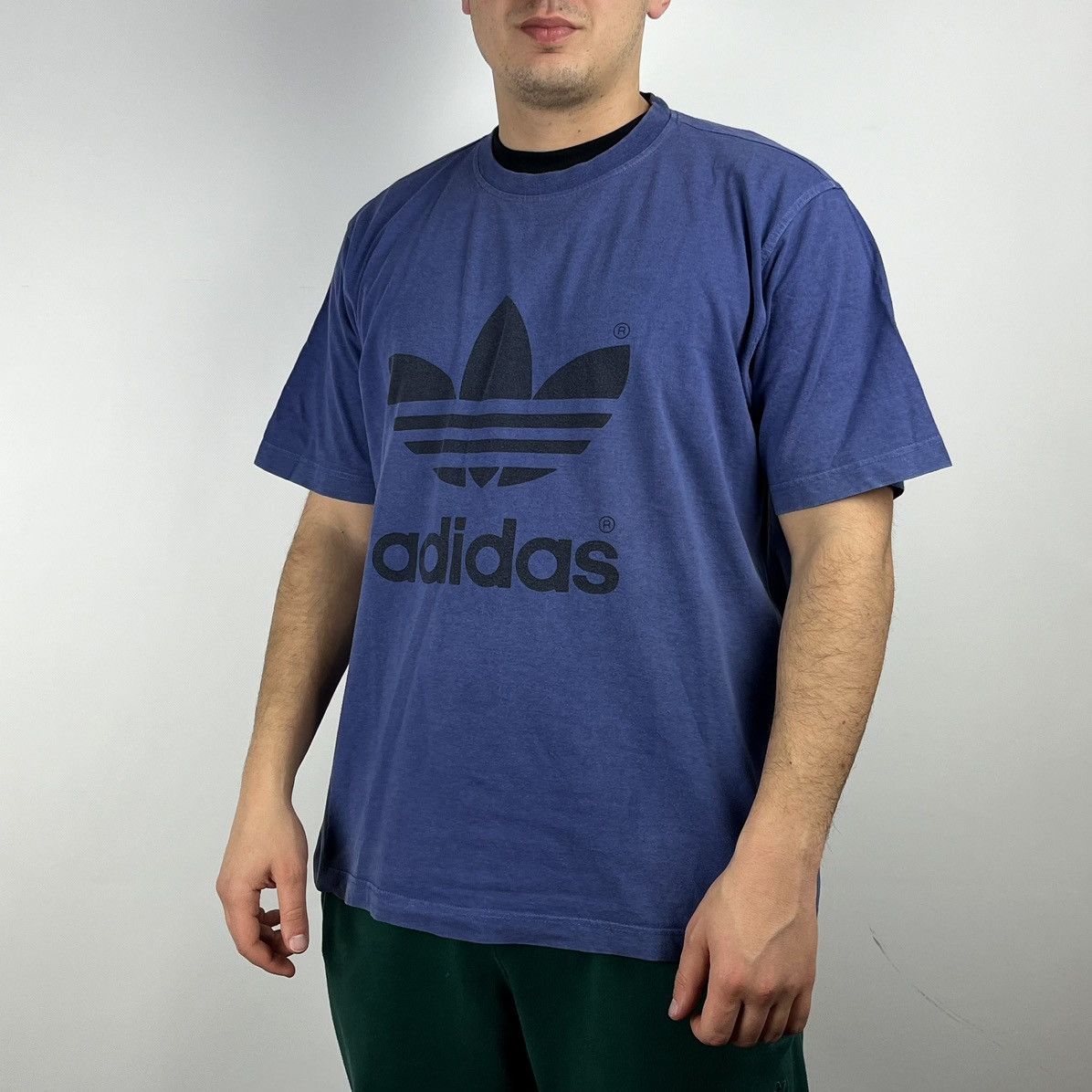 Adidas Vintage Adidas Tshirt big logo size Large Size US L / EU 52-54 / 3 - 1 Thumbnail