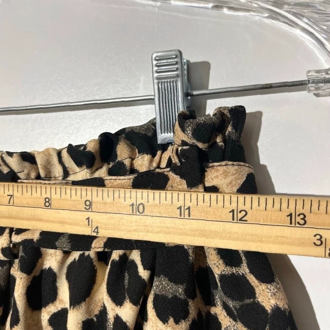 Zara VINTAGE? NWT Zara High Waisted Paper Bag Leopard Print Skirt Women XS Black Mini Skirt Women XS Size 26" / US 2 / IT 38 - 7 Thumbnail