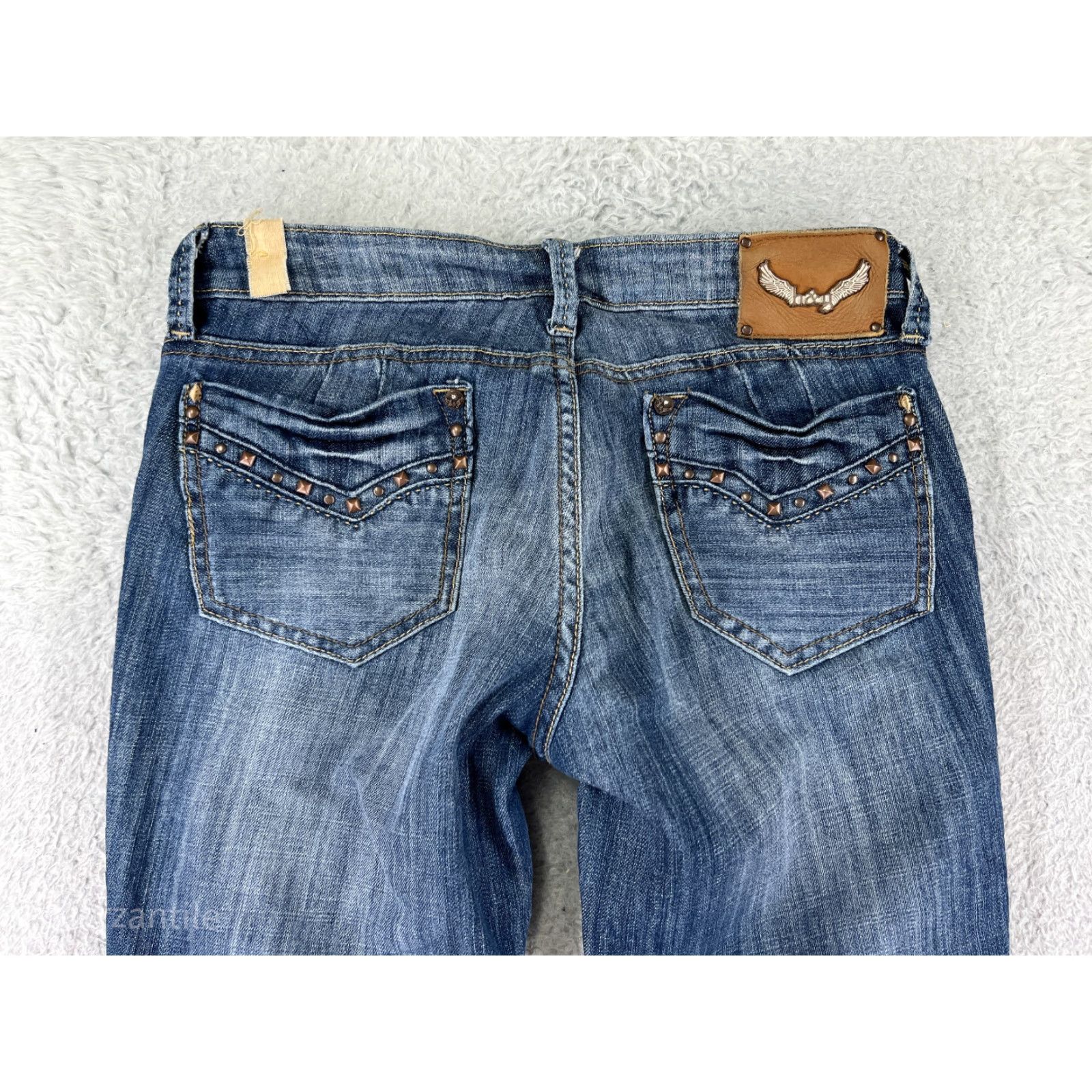 Vintage H&G Jeans Womens 7 Blue Denim Bootcut Distressed Embroidered 5-Pocket Cotton Blend Regular Blue 1900s? Size 28" / US 6 / IT 42 - 3 Thumbnail