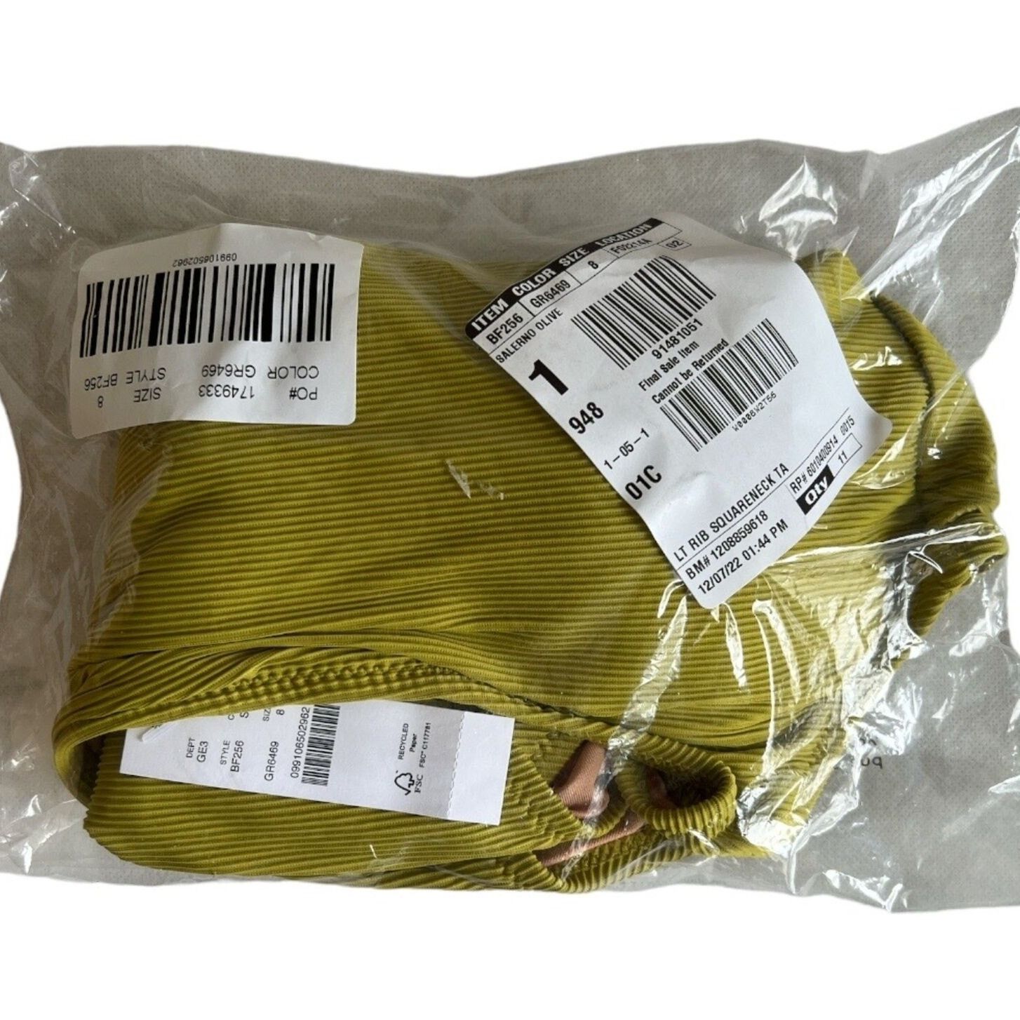 J.Crew J.Crew Salermo Olive Ribbed Squareneck One-Piece, US8/M Size ONE SIZE - 3 Thumbnail
