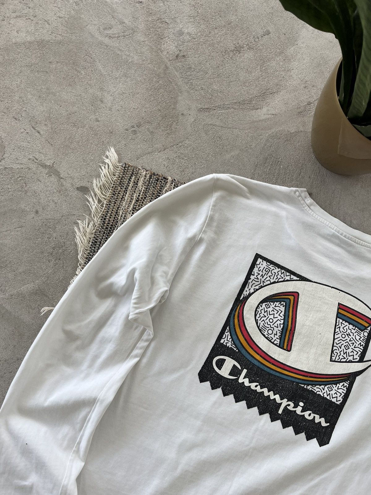 Champion × Vintage Vintage Champion Longsleeve Tshirt White Logo Blank tee Y2K Size US S / EU 44-46 / 1 - 11 Thumbnail