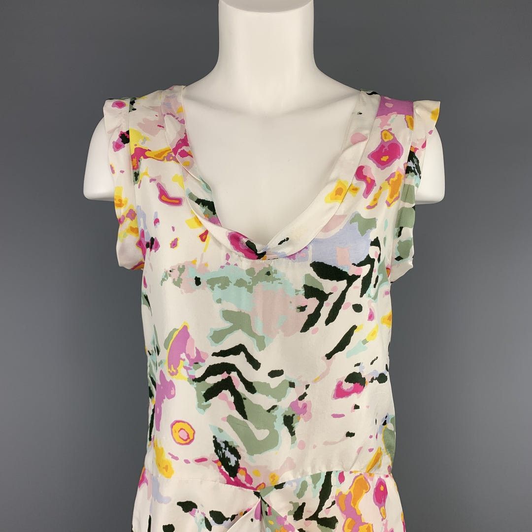 THAKOON Thakoon White Floral Sleeveless Silk Sheath Mini Dress 6 Size M / US 6-8 / IT 42-44 - 2 Thumbnail