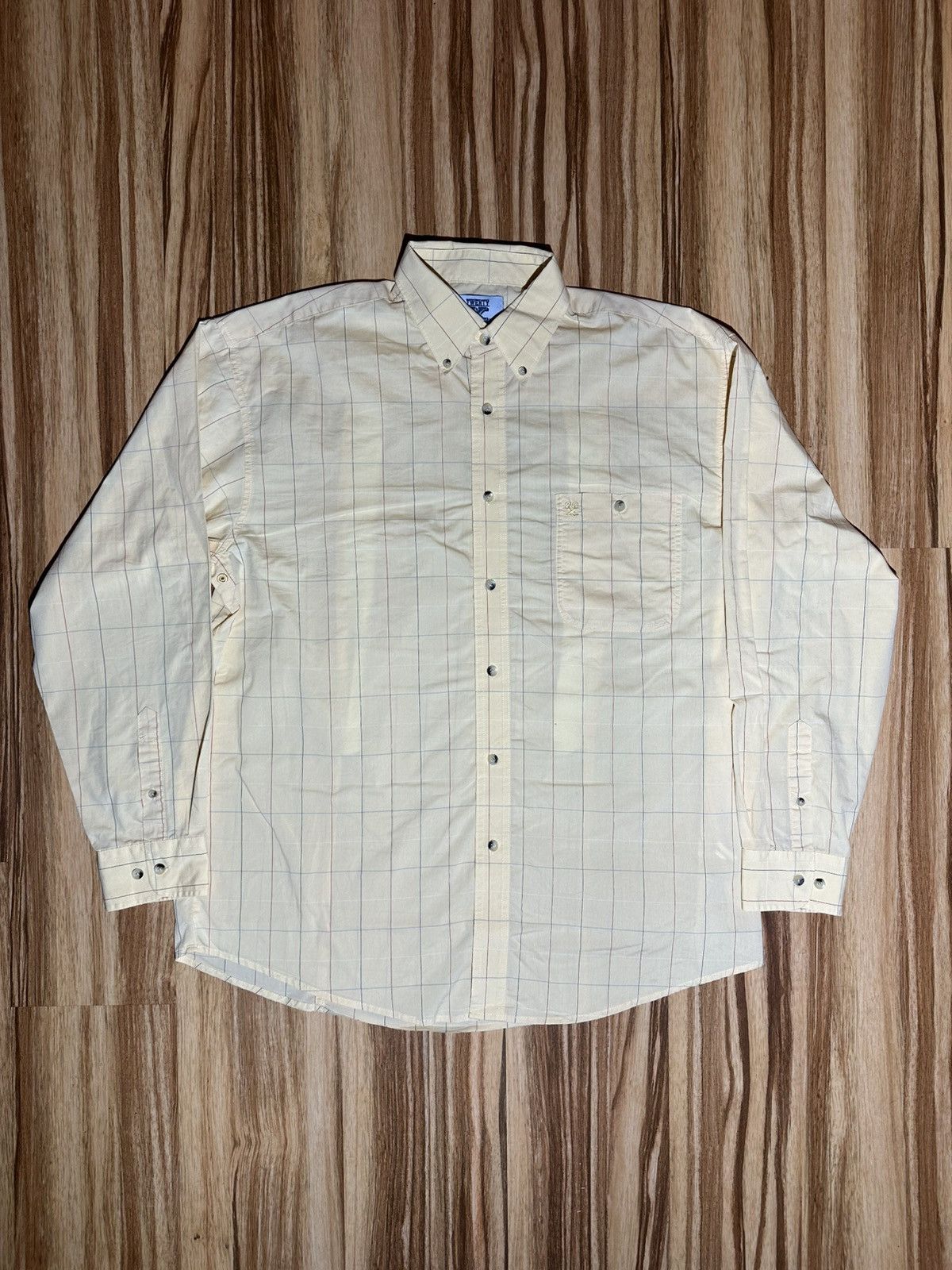 Wrangler Wrangler Twenty X Men's Cream Checkered Shirt Size US L / EU 52-54 / 3 - 1 Thumbnail