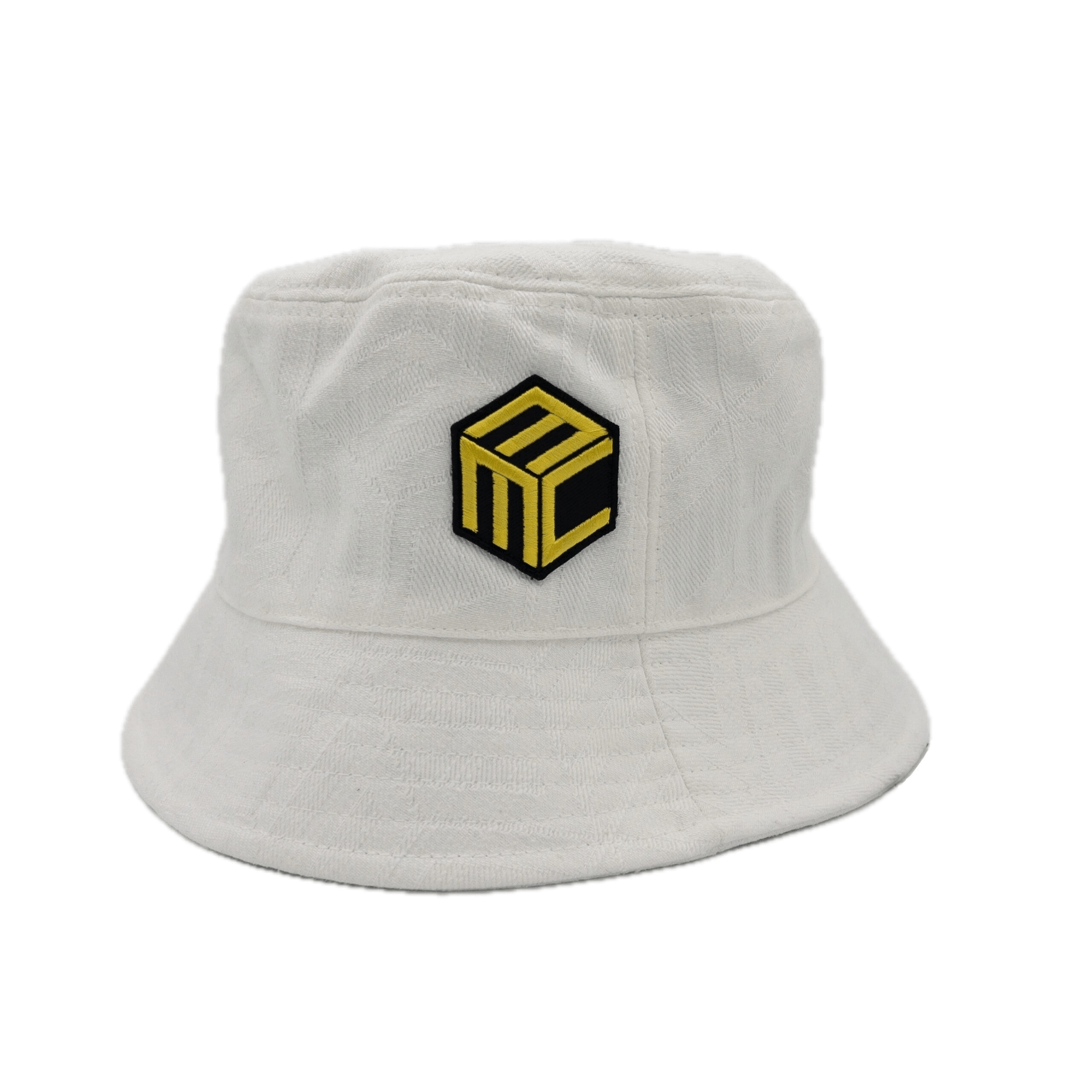 image of MCM Cubic Logo Jacquard White Bucket Hat, Men's