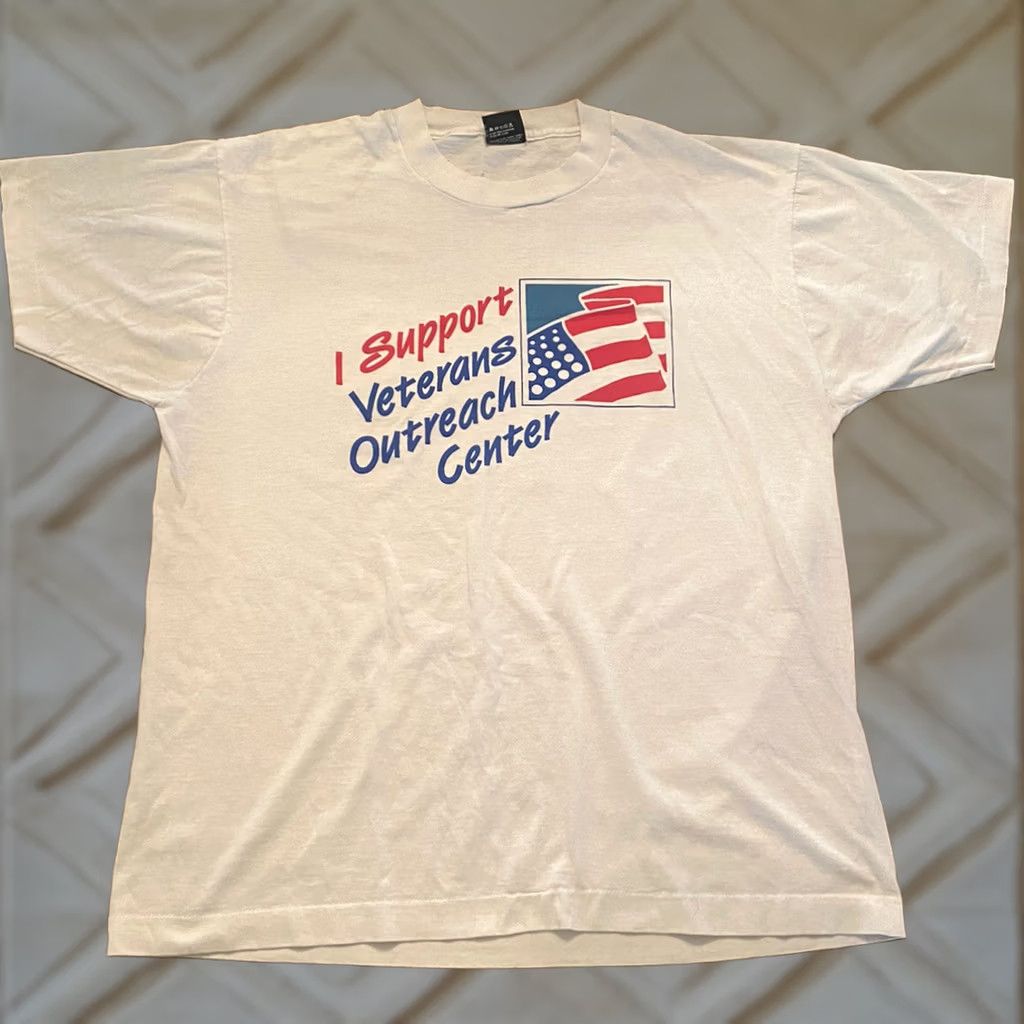 Vintage VTG I Support Veterans Outreach Center Single Stitched T-Shirt XL Shirt Mens White 1990s Screen Stars Best Size US XL / EU 56 / 4 - 1 Thumbnail