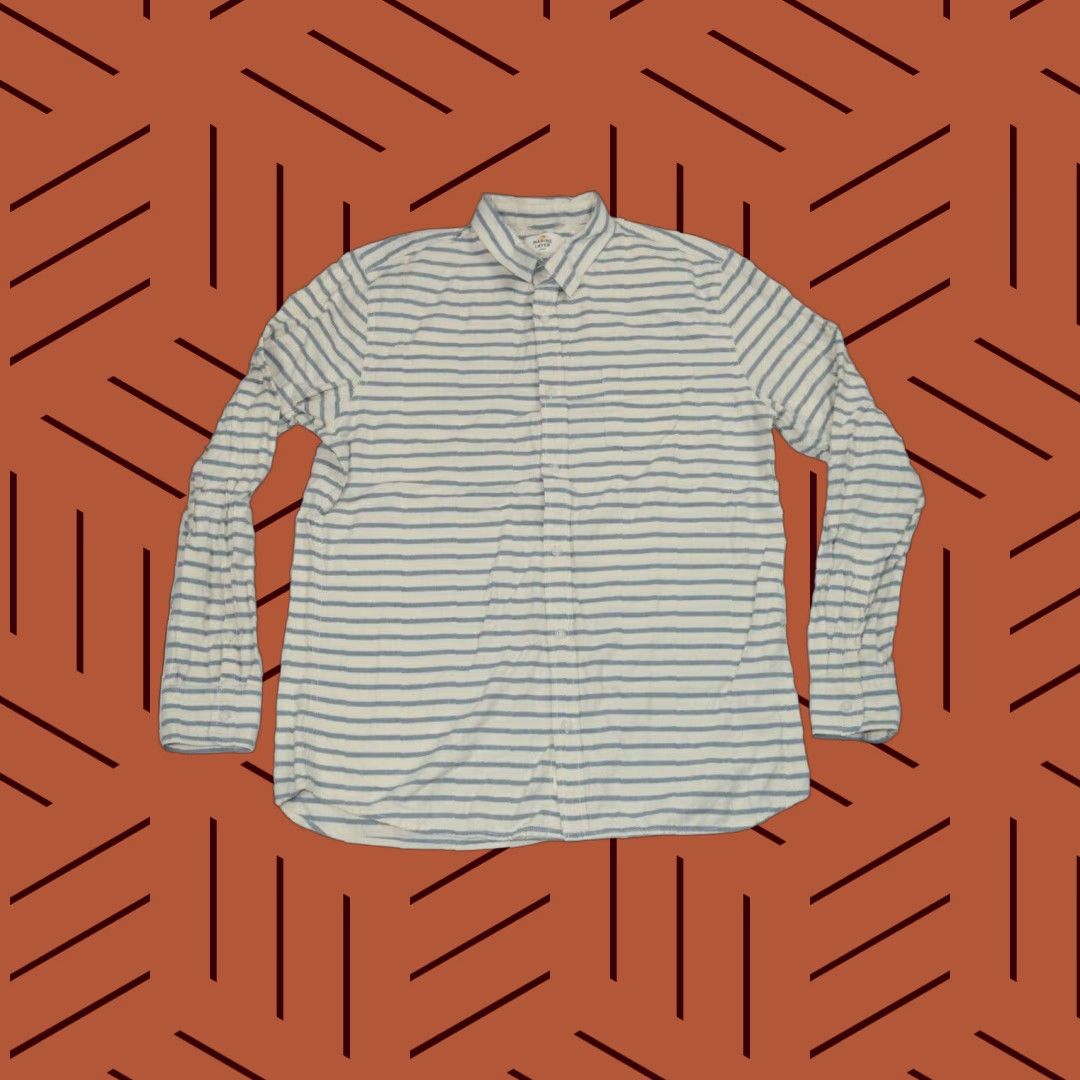 Marine Layer MARINE LAYER Striped Button-Up Shirt Cotton White Nautical Large Mens Size US L / EU 52-54 / 3 - 1 Thumbnail