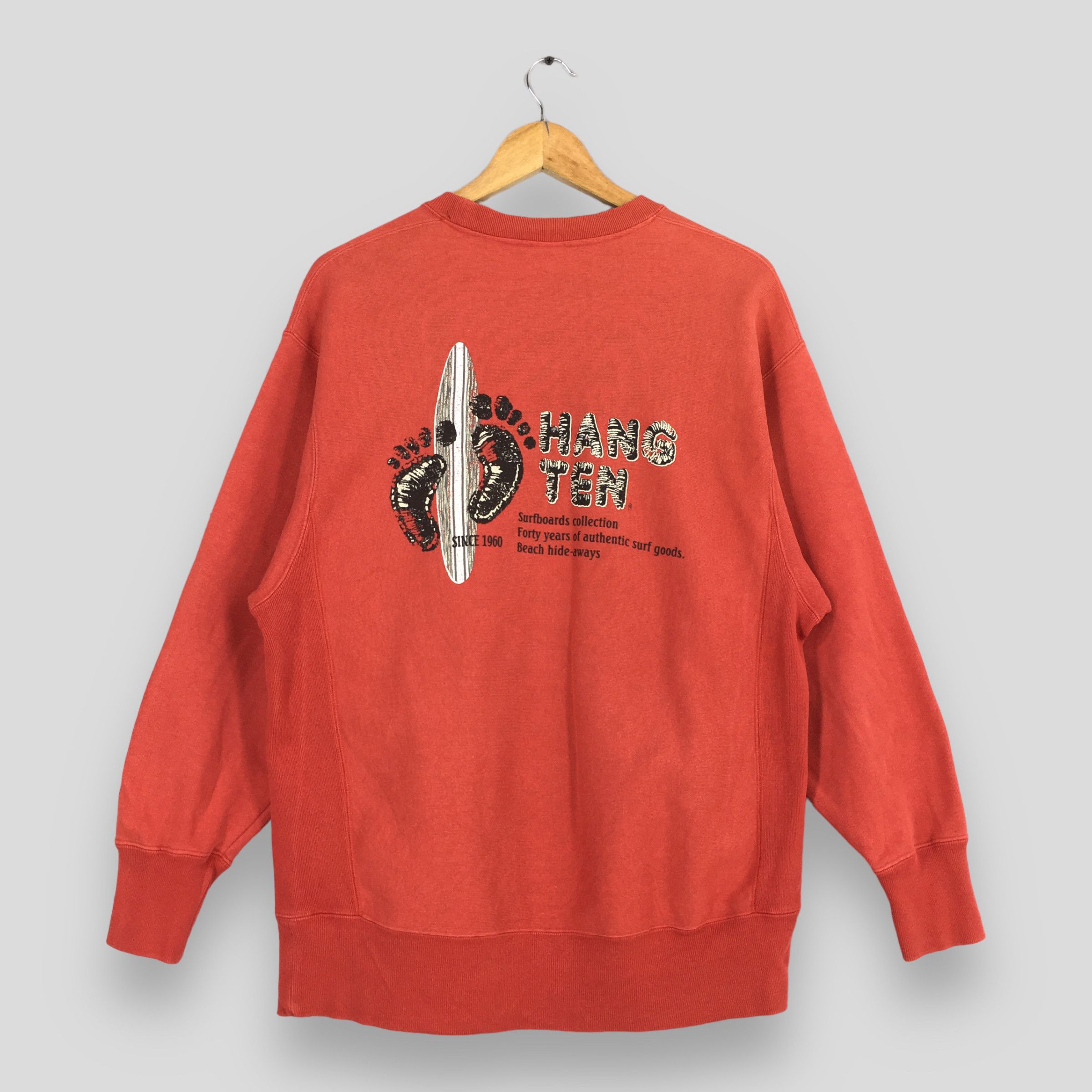 Hang Ten Vintage Hang Ten Red Surfing Sweatshirt Large Size US L / EU 52-54 / 3 - 7 Thumbnail