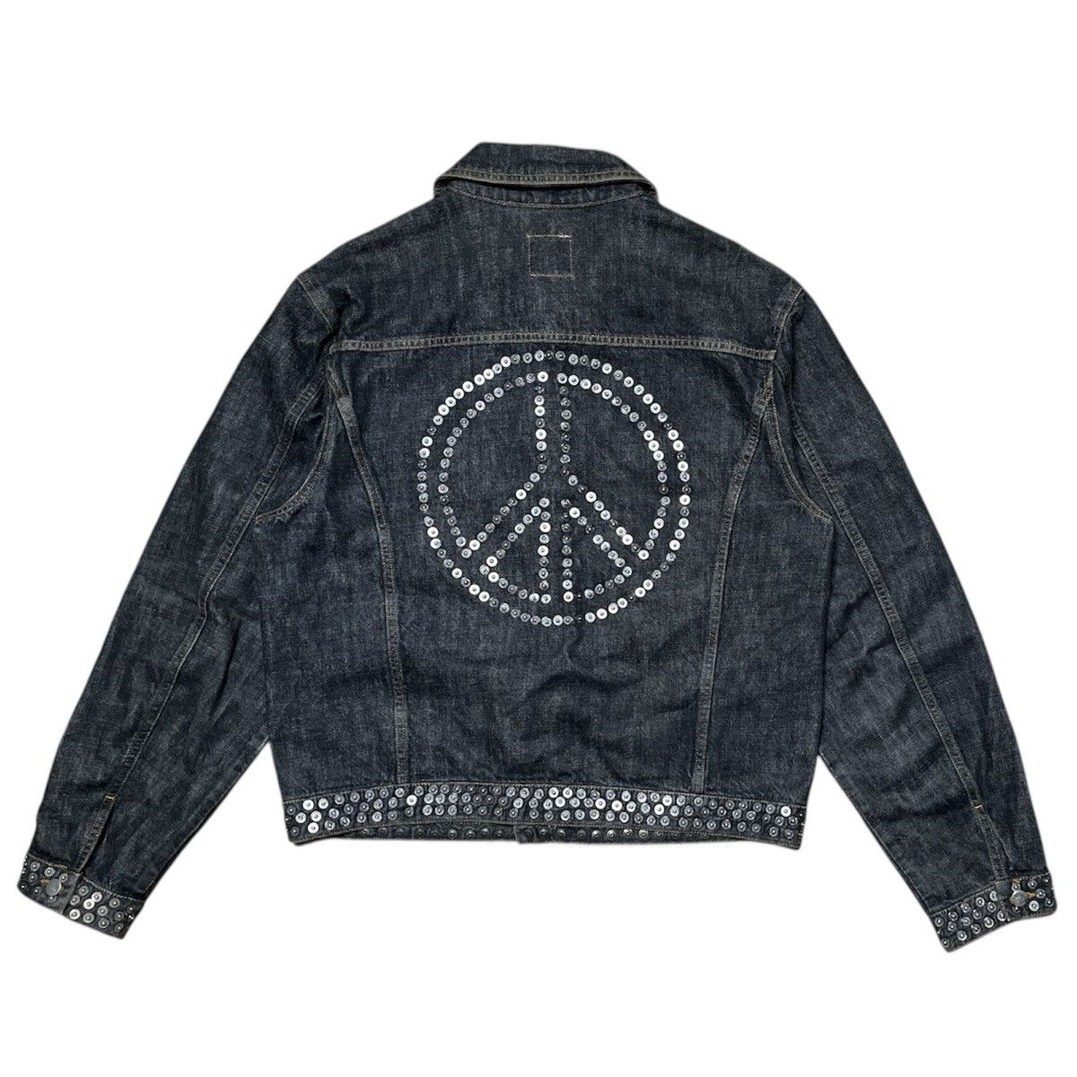 Designer × Moschino × Vintage y2k moschino studded peace sign denim jacket Size US XL / EU 56 / 4 - 1 Thumbnail