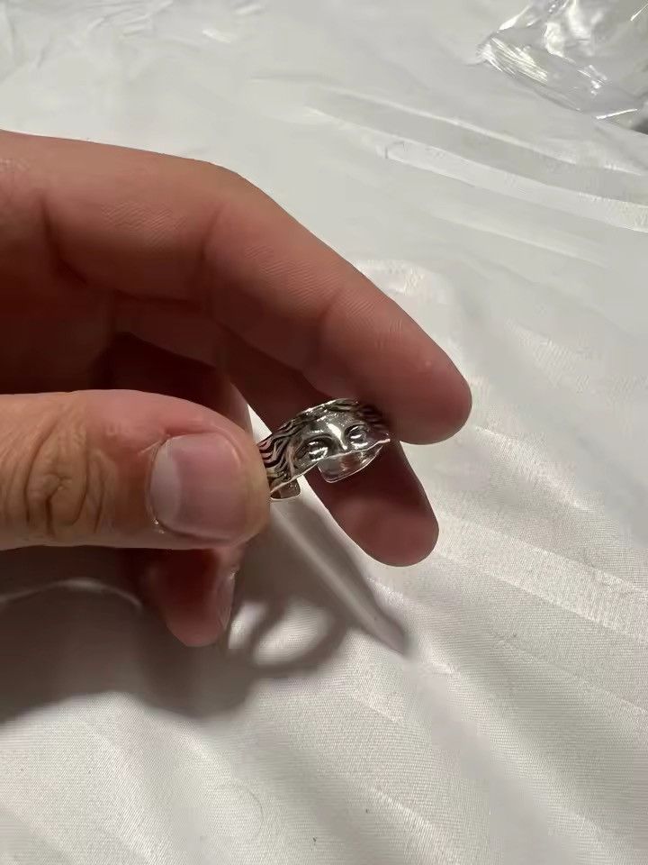 Jewelry Half Facebook Ring - Adjustable Silver Band Size ONE SIZE - 5 Thumbnail