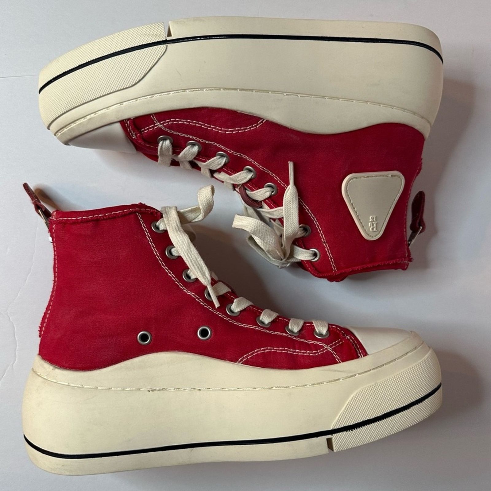 R13 rare Kirk Red Canvas High-Top Sneakers White Platform US 8 Size US 8 / IT 38 - 4 Thumbnail