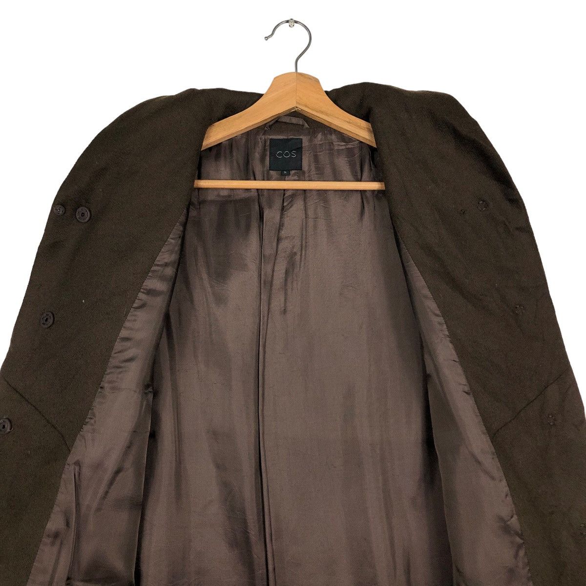Cos 🔥Long Jacket Wool Herringbone Fly COS Rich Brown Size XS / US 0-2 / IT 36-38 - 14 Thumbnail