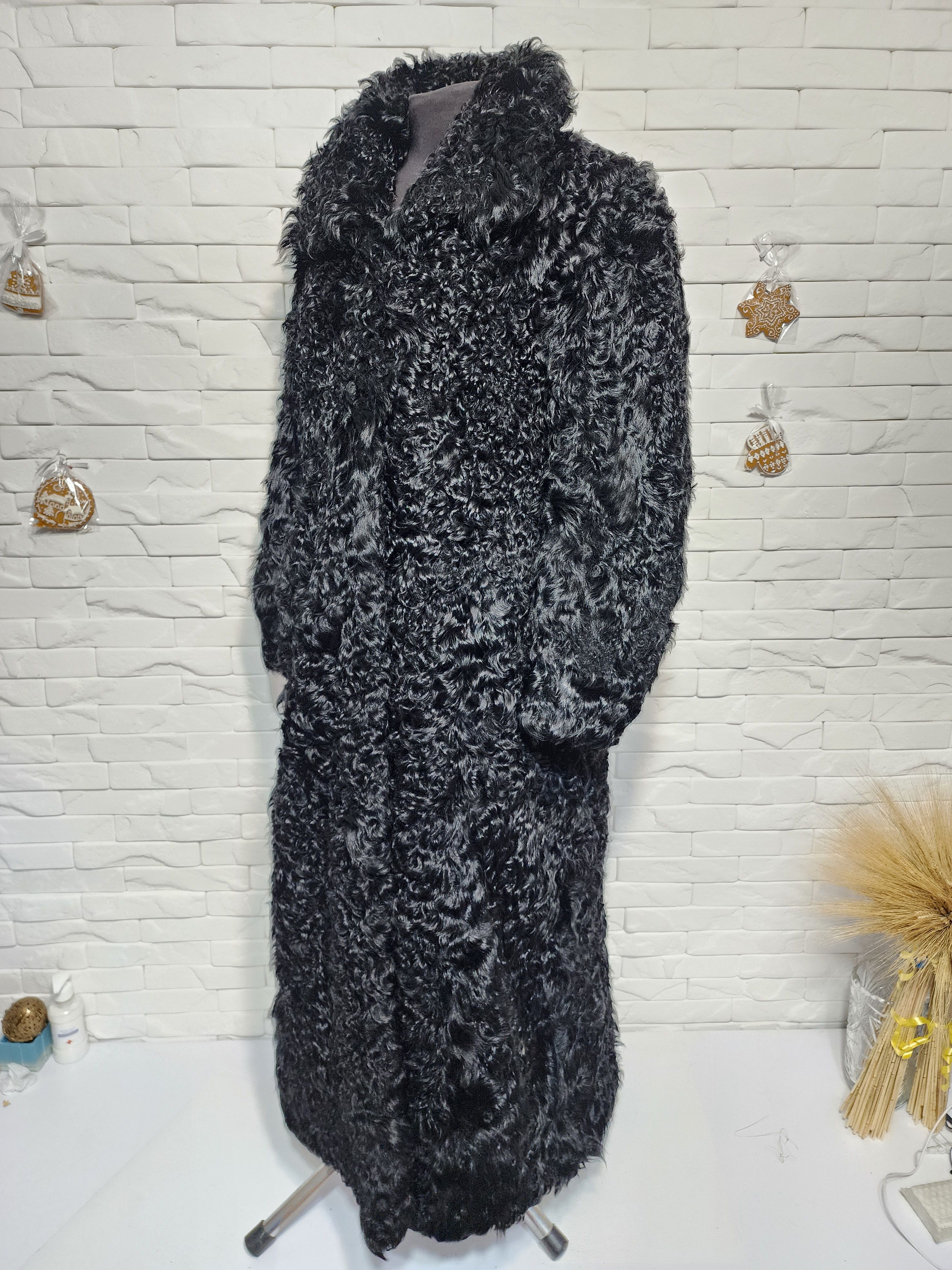 Furla Black Long Goat Fur Coat: Women's Warm Outerwear Size XL / US 12-14 / IT 48-50 - 2 Thumbnail