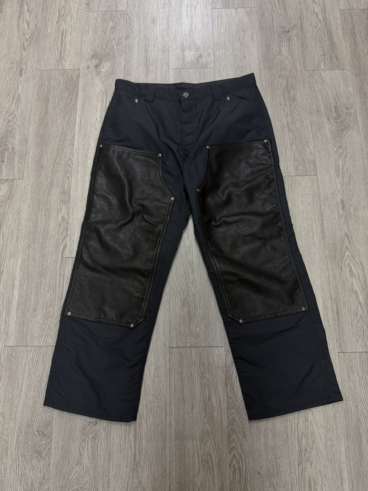 Chrome Hearts Chrome Hearts Navy Nylon Leather Double Knee Pants Size US 36 / EU 52 - 1 Thumbnail