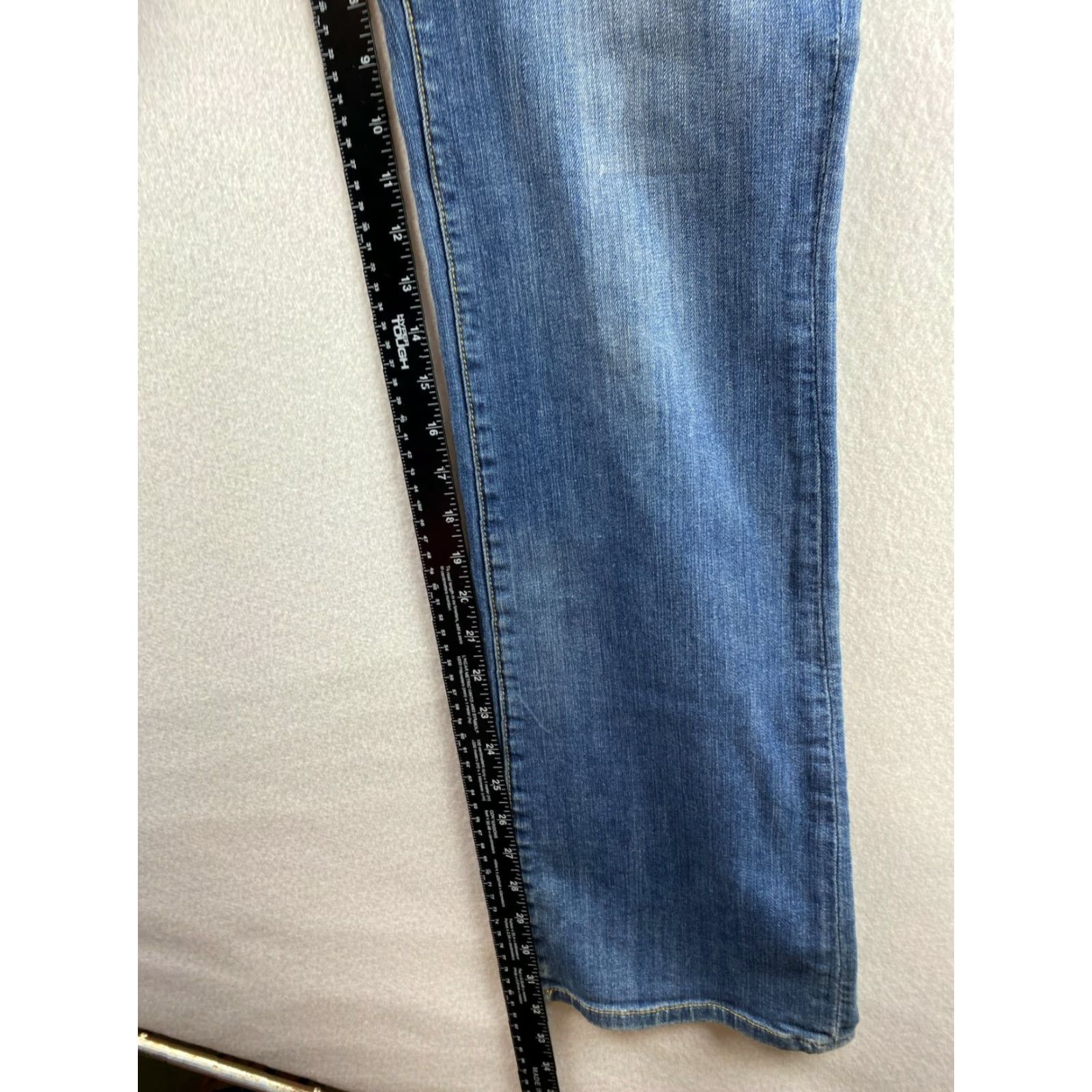 Vintage Seven7 Jeans Womens Bootcut Jeans 8 Blue Distressed Embroidered Pockets 5-Pocket Denim Cotton Spandex Regular Slim Rise Mid 31.5 Inseam Size 30" / US 8 / IT 44 - 5 Thumbnail
