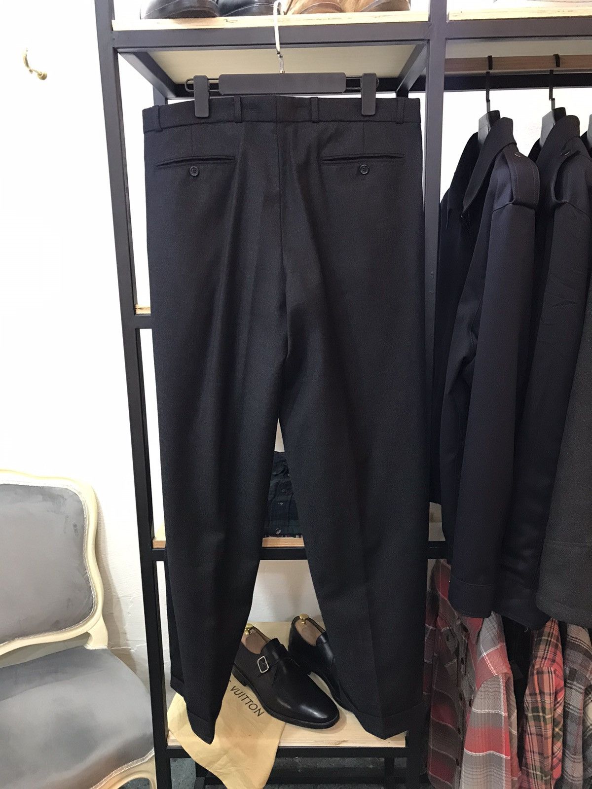 Other HIGH WAISTED PLEATED PURE WOOL FLANNEL DRESS PANTS Size 46R - 6 Thumbnail