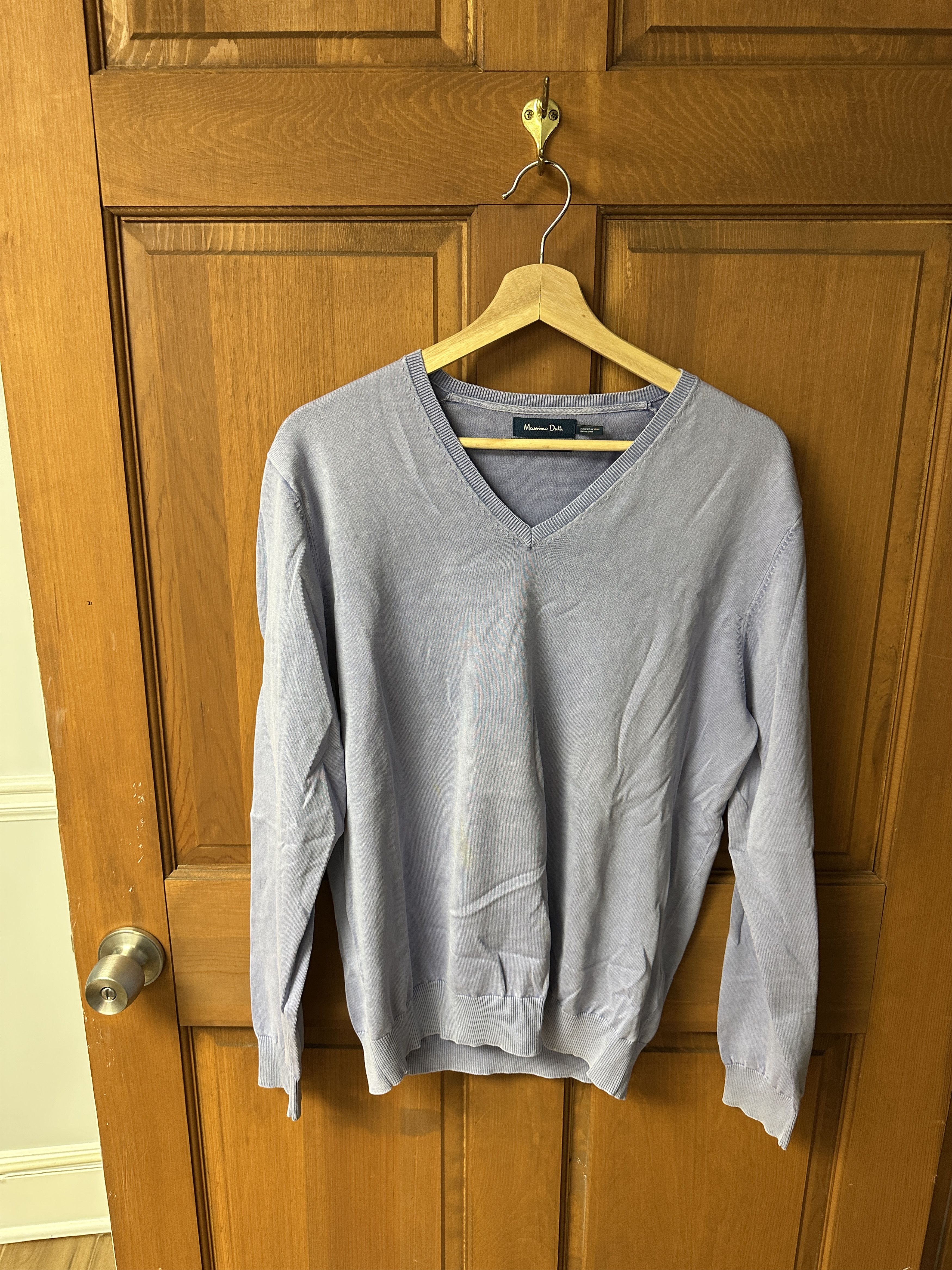 Massimo Dutti Massimo Dutti Men's Light Purple V-Neck Sweater Size US L / EU 52-54 / 3 - 1 Thumbnail