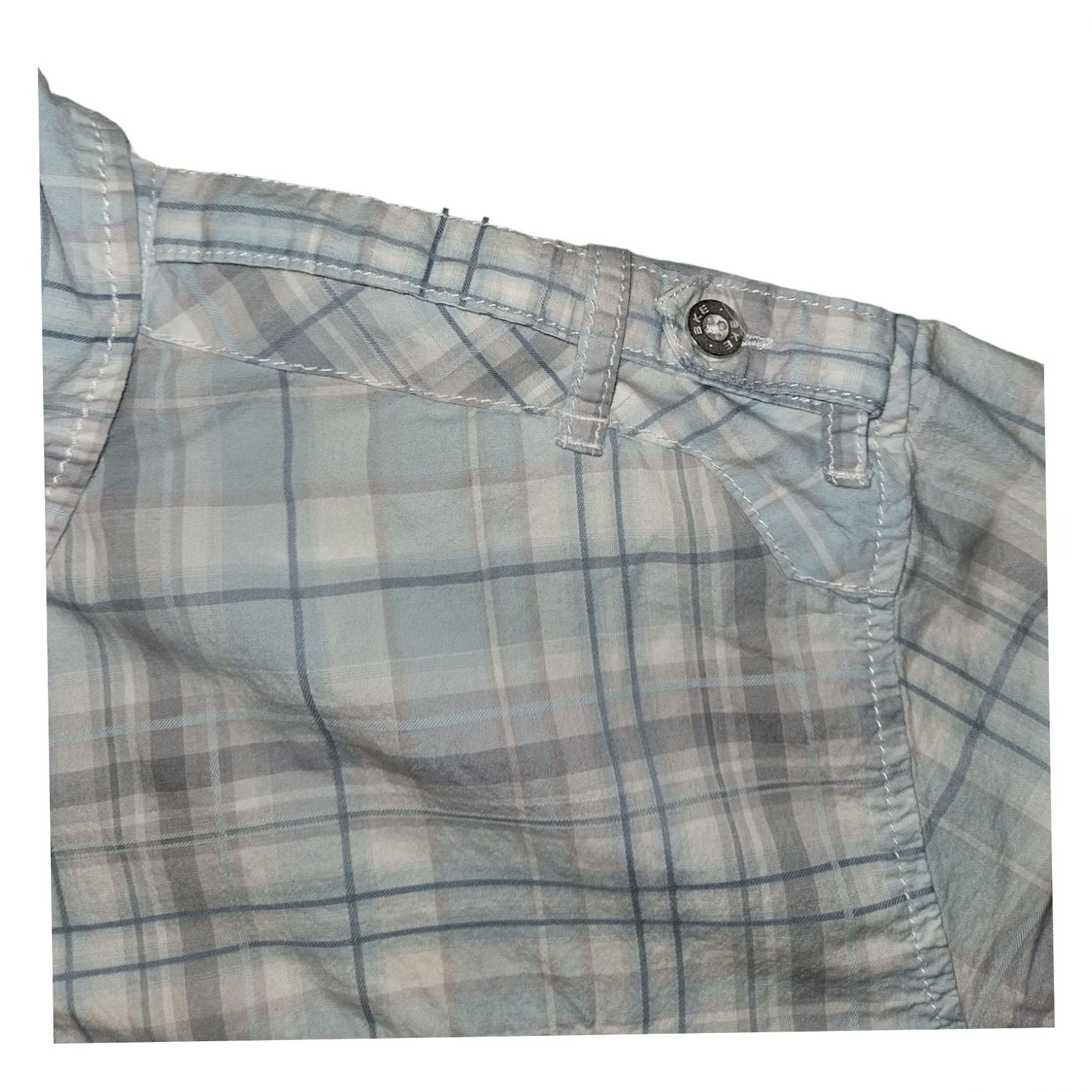 BKE BKE Button-Up Shirt XL Men's Short Sleeve Athletic Fit Stretch Green/Gray Plaid Size US XL / EU 56 / 4 - 7 Thumbnail