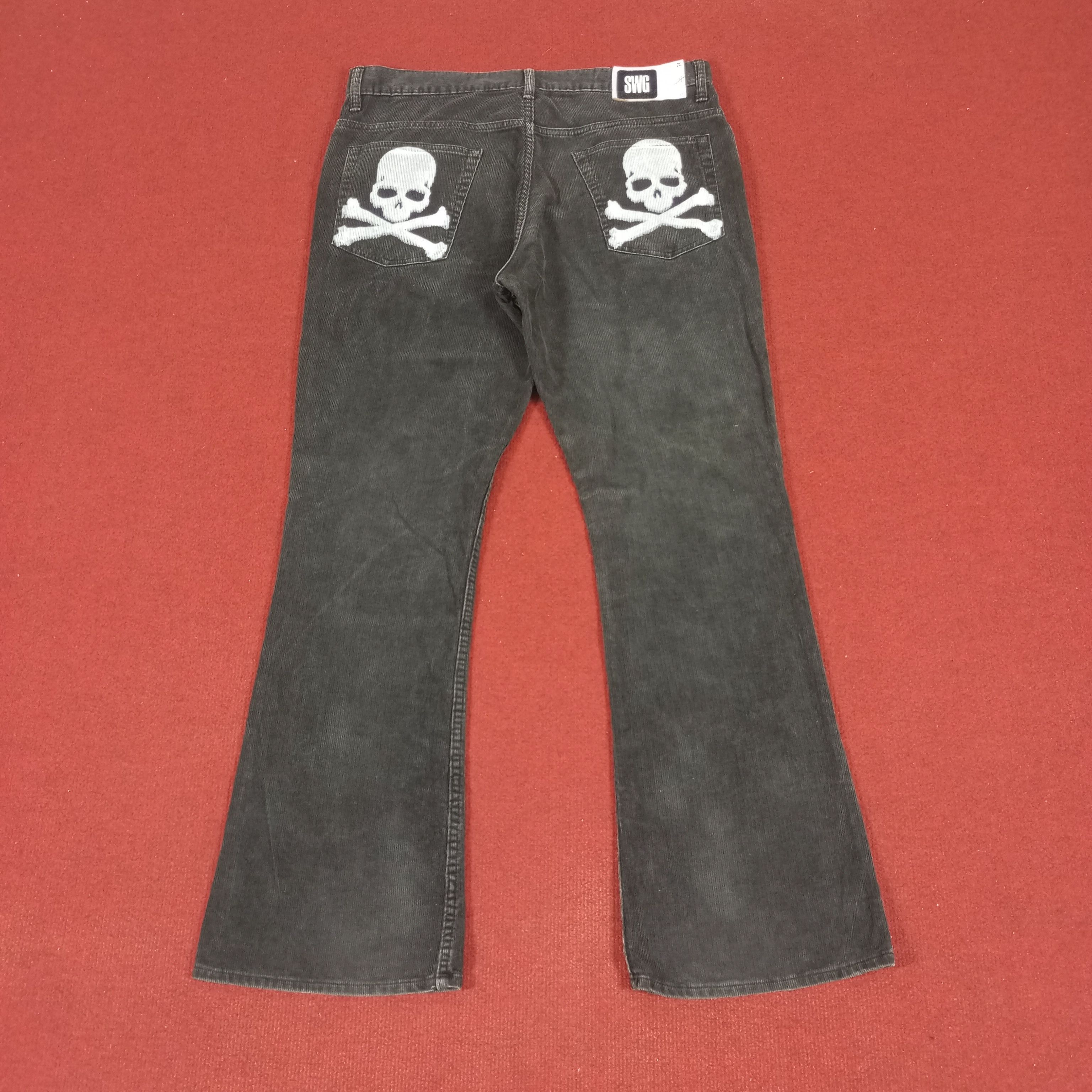 Swagger × Vintage Swagger Skulls Design Rock Punk Style Corduroy Pants Size US 34 / EU 50 - 1 Thumbnail