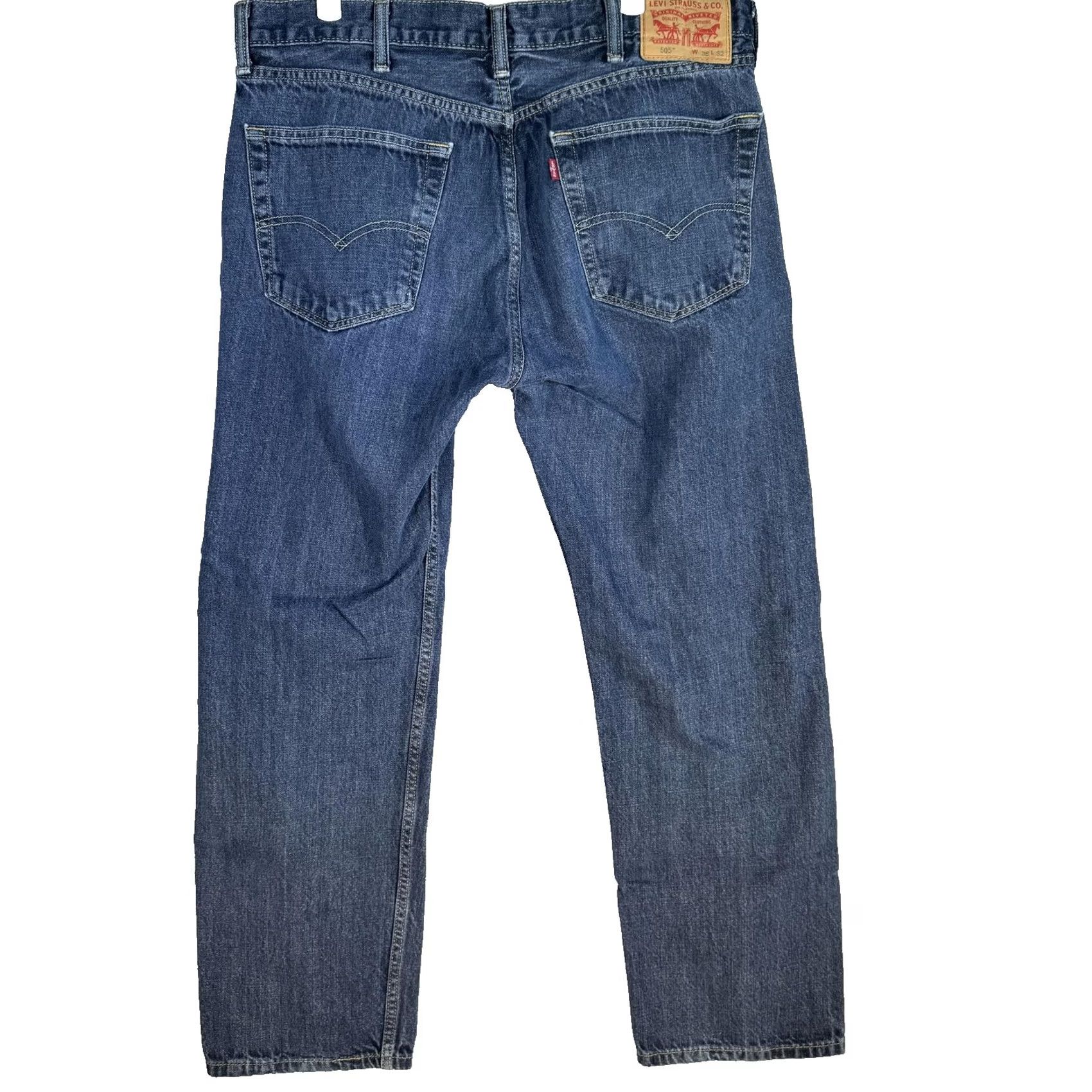 Levi's Levi's Levi's 505 Jeans Mens 38x32 Blue Denim Straight Leg Classic Medium Wash Mens Regular Size 38x32 5-Pocket Logo Zipper B Size US 38 / EU 54 - 2 Thumbnail