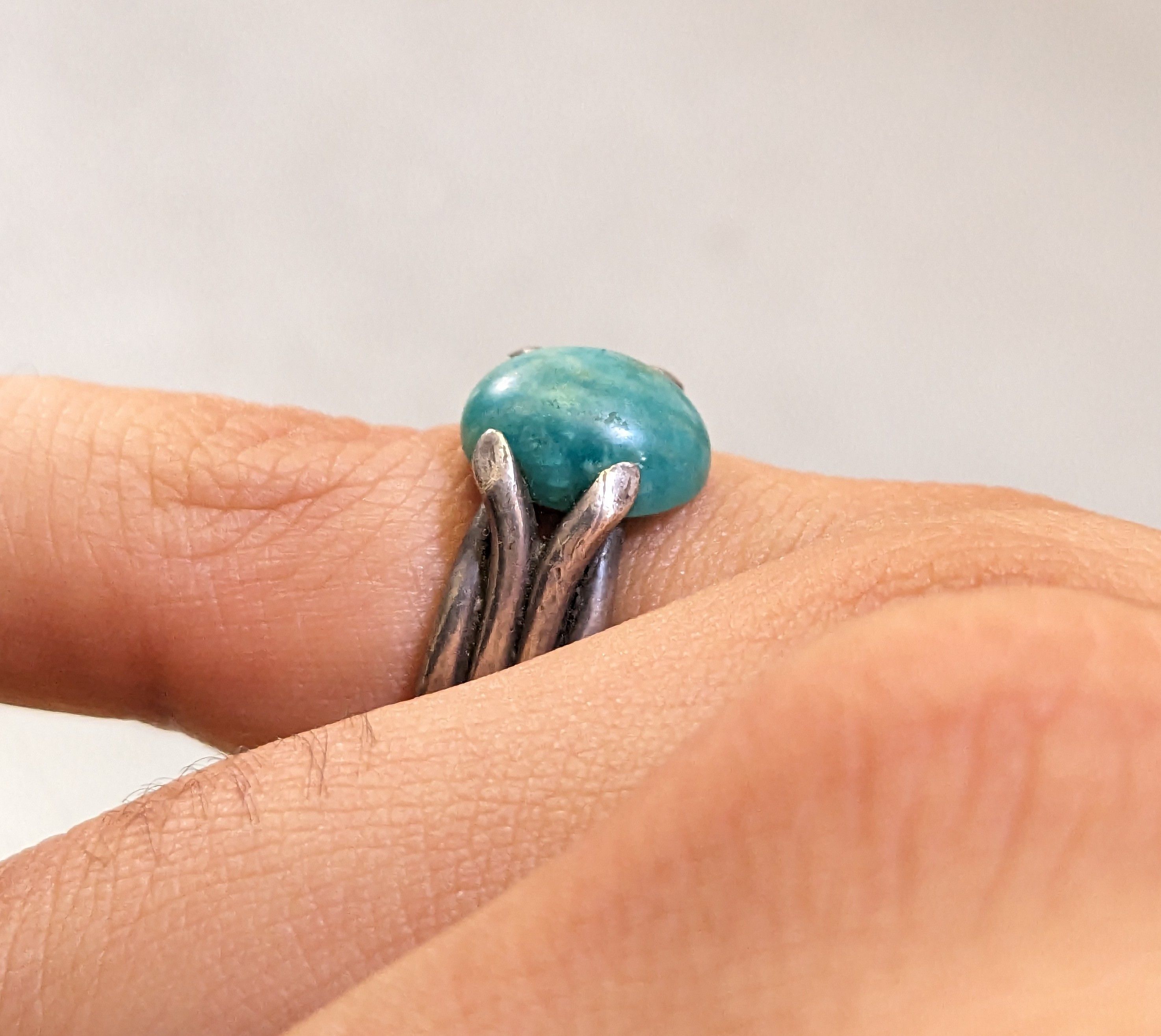 Jewelry Vintage Sterling Silver Ring 6.75 Amazonite Oval Modern Size ONE SIZE - 13 Thumbnail