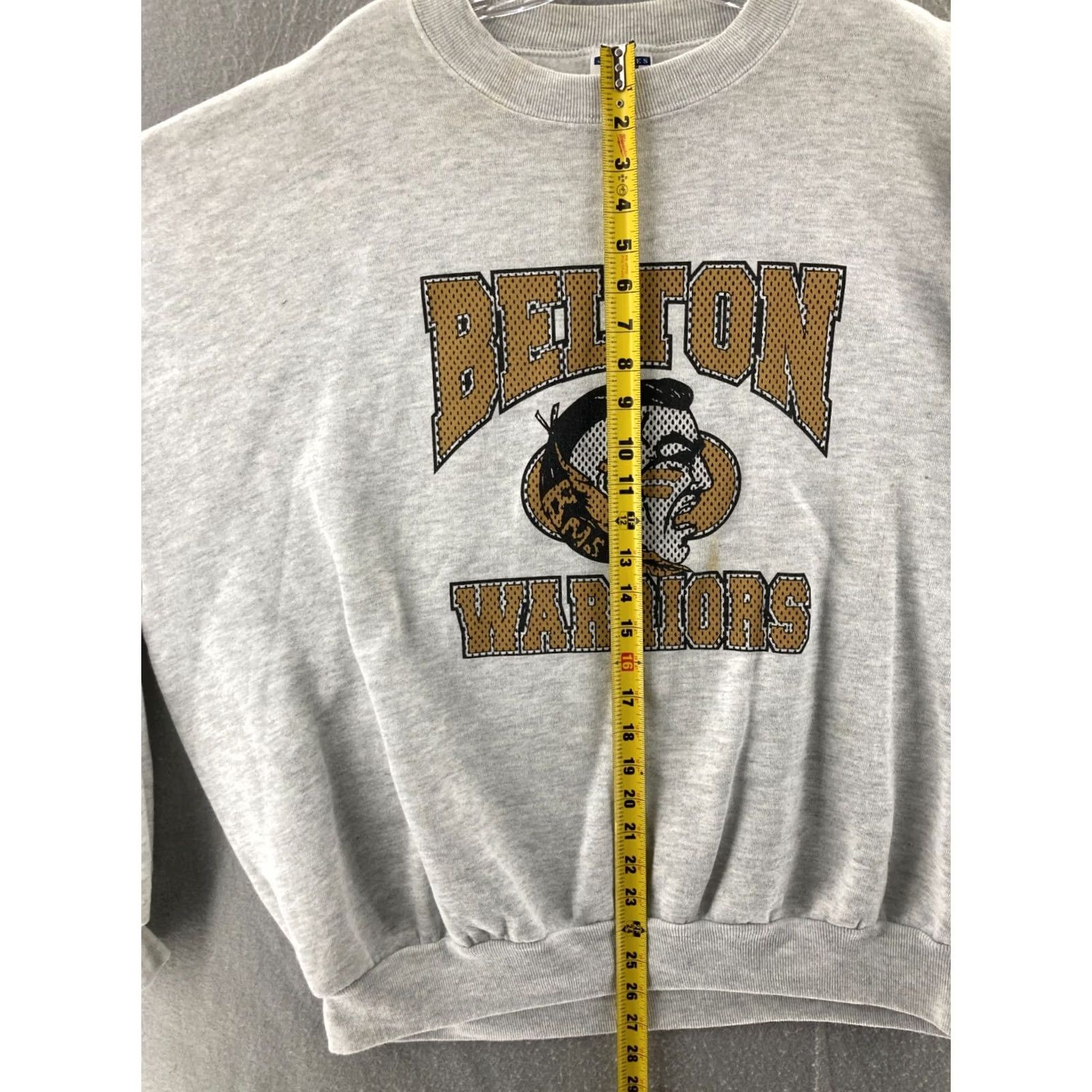 Jerzees VINTAGE Belton Warriors Sweater Jerzees Mens 3x USA Made Cotton Blend Fleece Crew Neck White 90s Warrior Mens Size US XXL / EU 58 / 5 - 3 Thumbnail