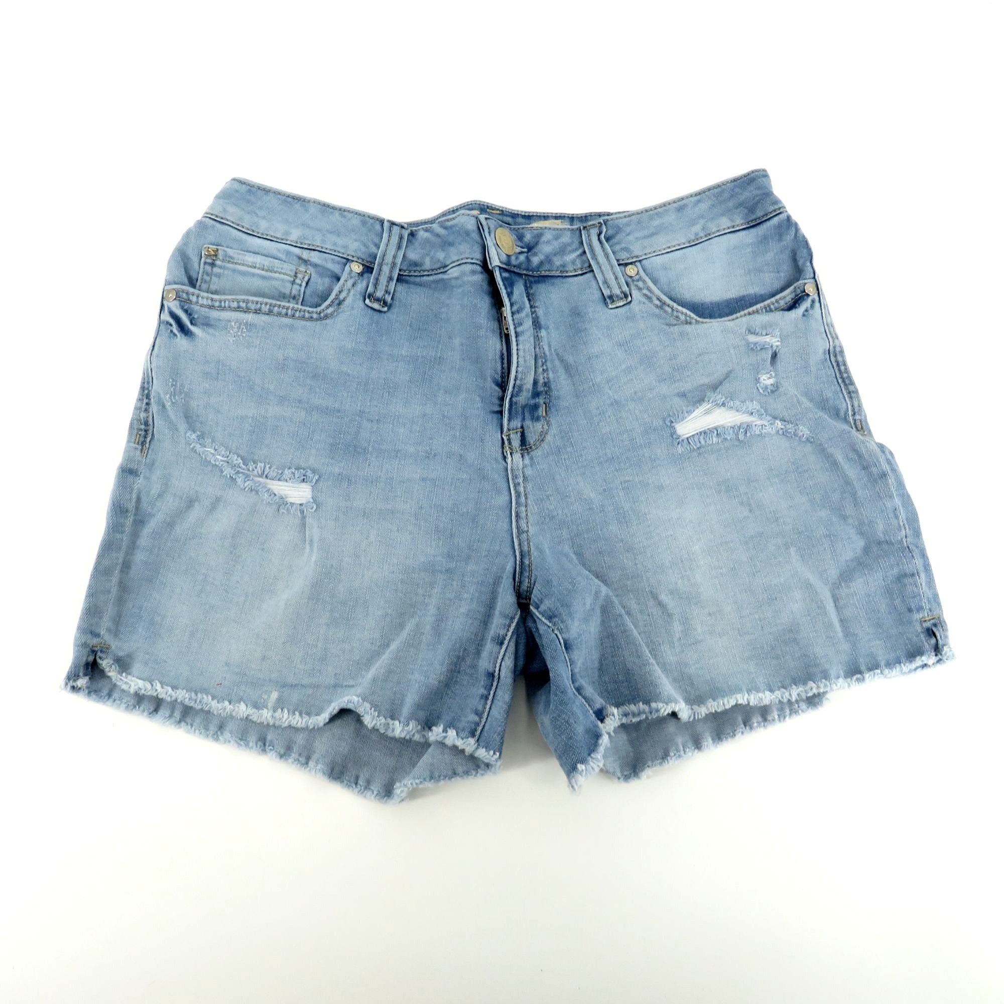 Other Seven7 Womens 5" Weekend Shorts 12 Distressed Denim Fray Hem Size 34" / US 12 / IT 48 - 4 Thumbnail