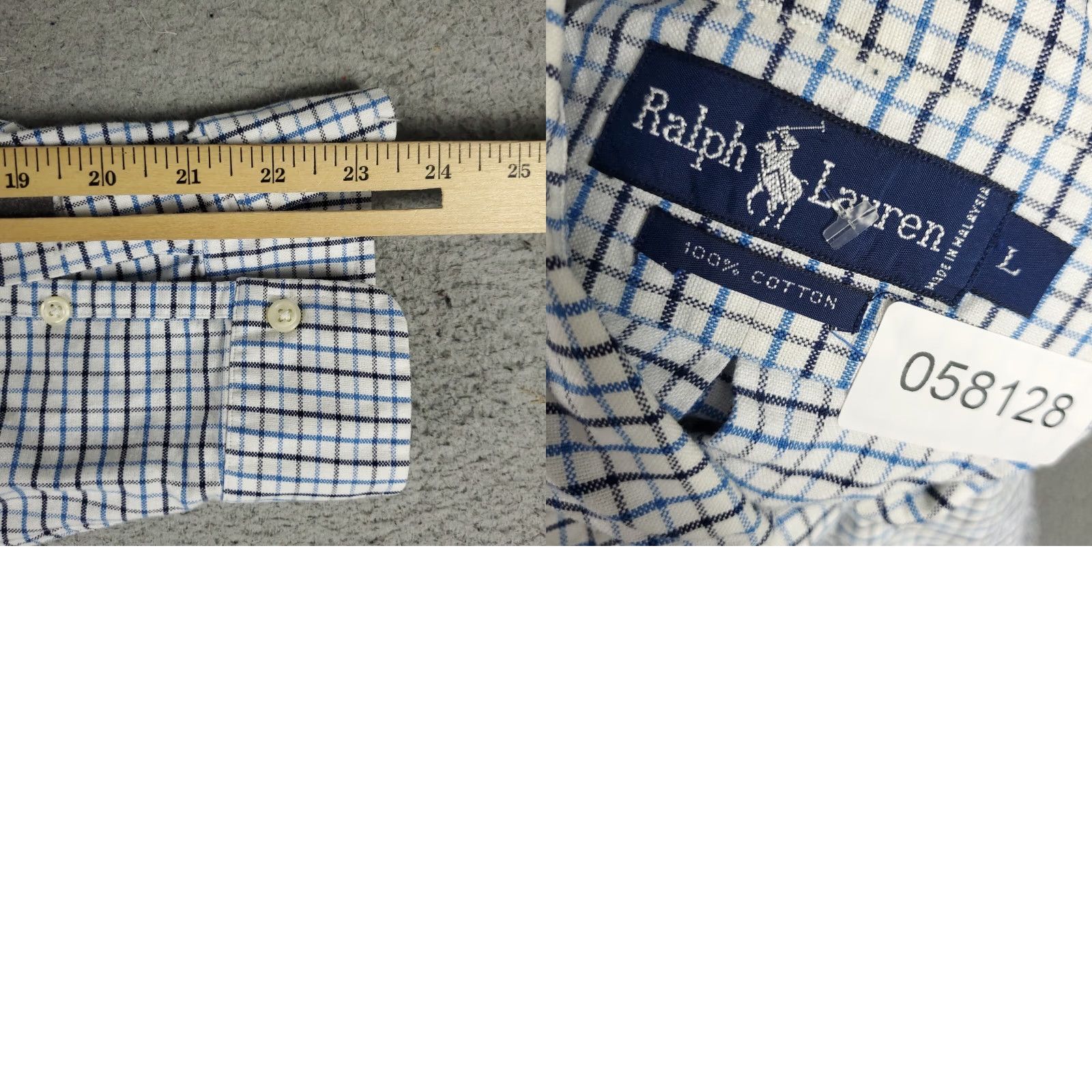 Ralph Lauren Ralph Lauren Casual Button-Up Shirt Mens Large Blue Check Long Sleeve Regular Fit Size US L / EU 52-54 / 3 - 8 Thumbnail