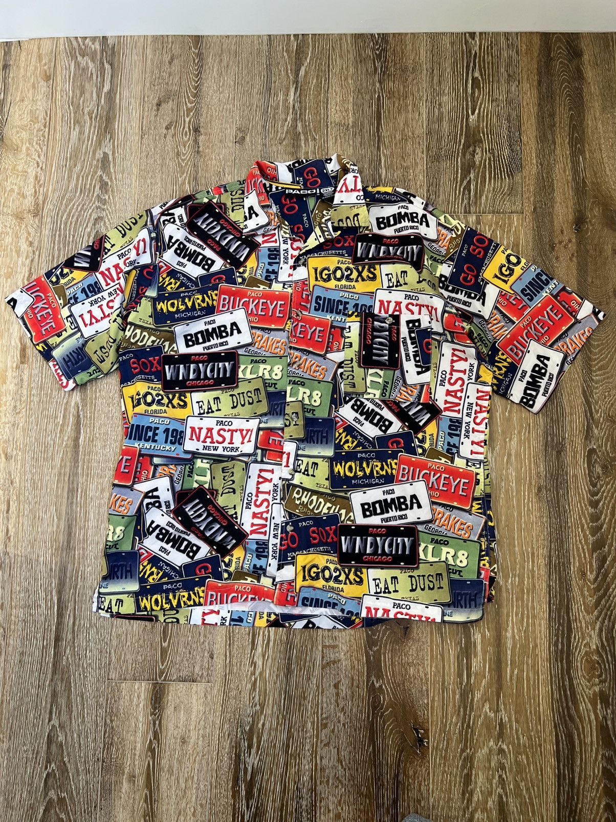 Vintage Vintage y2k paco license plate button up shirt Size US XXL / EU 58 / 5 - 1 Thumbnail