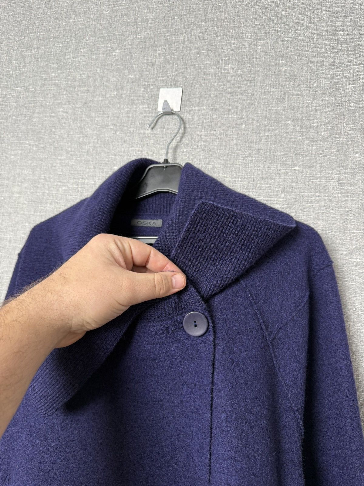 OSKA Oska Boiled Wool Jacket Shawl Collar Deep Navy Cropped Coat Size M / US 6-8 / IT 42-44 - 5 Thumbnail