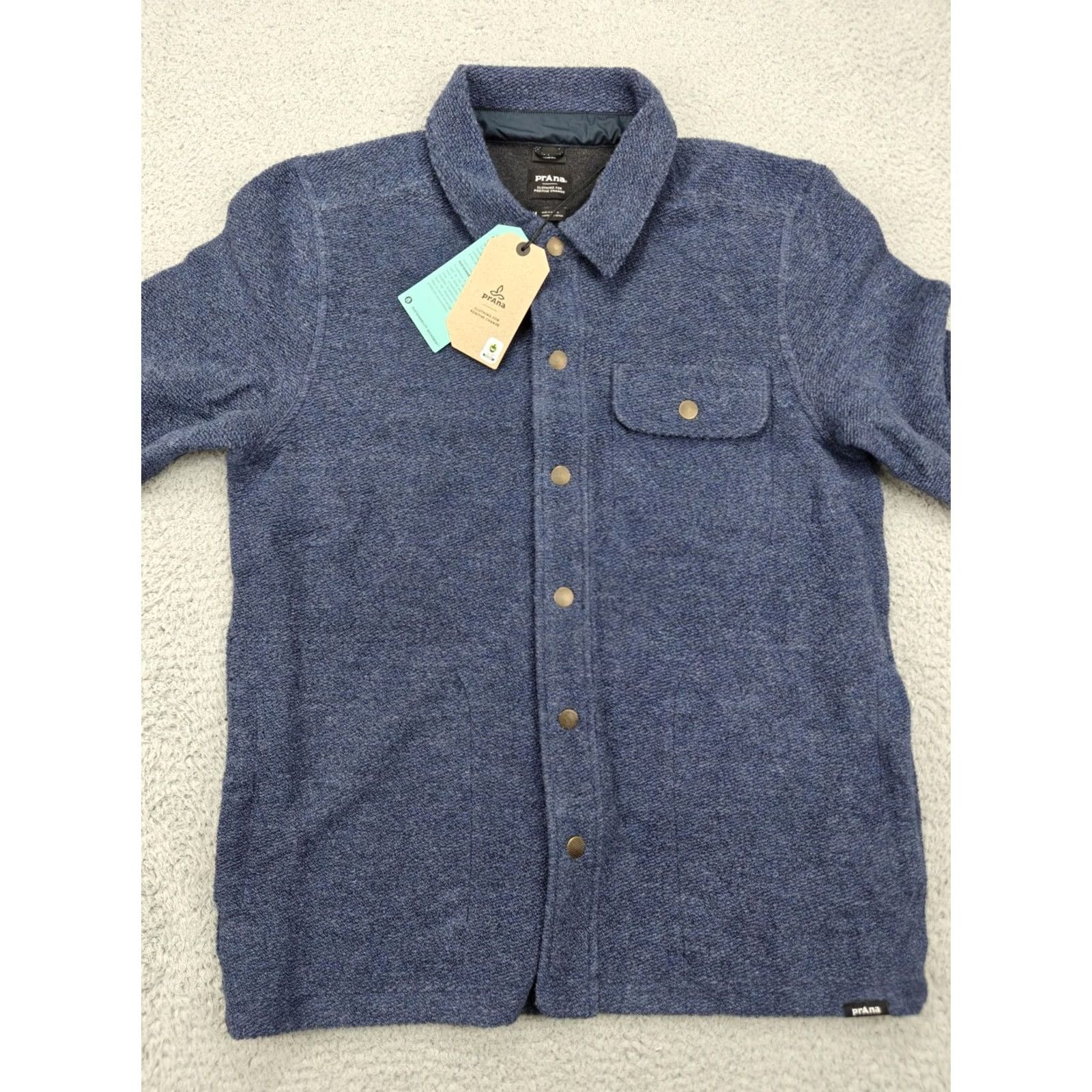 Prana prAna Jacket Mens Medium Blue Stormy Night Heather IncrediWool Overshirt Wool Size US M / EU 48-50 / 2 - 2 Thumbnail