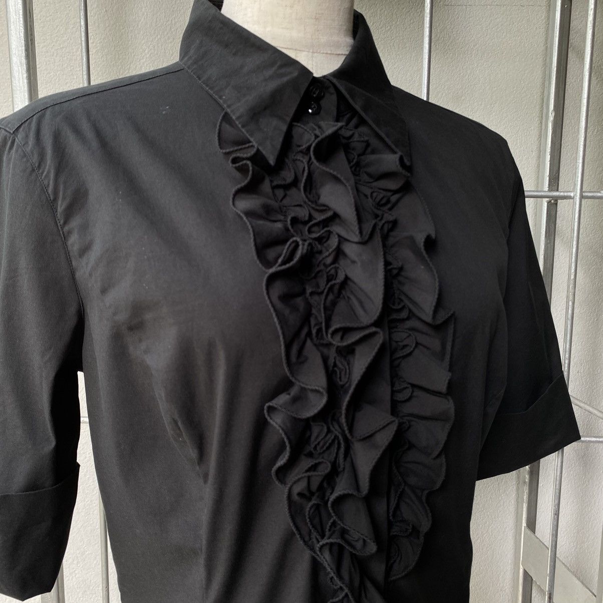 Max Mara Max Mara Black Fitted Cotton Ruffle Collar Shirt Size M / US 6-8 / IT 42-44 - 13 Thumbnail