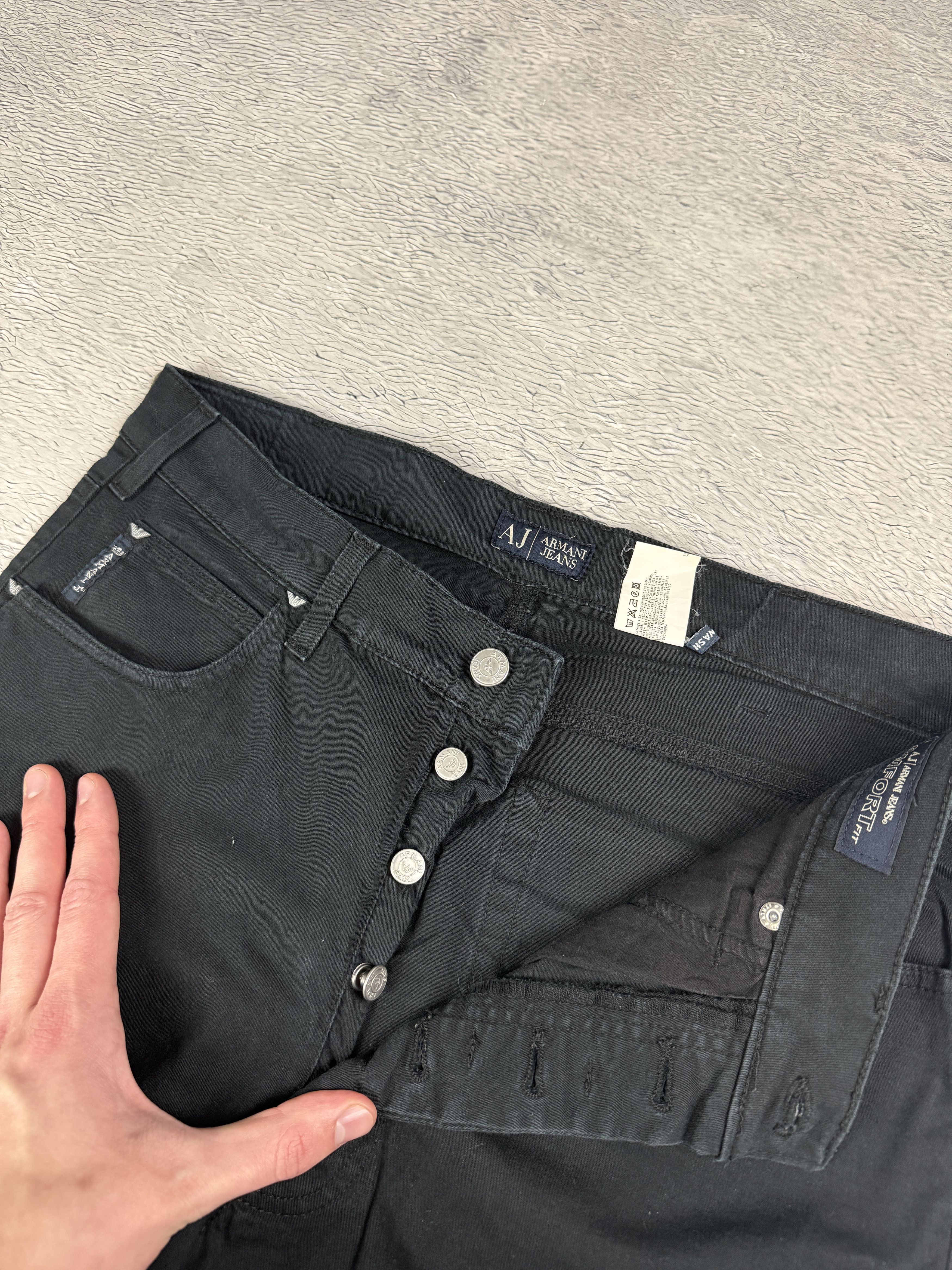 Armani Armani Jeans J14 Comfort Fit Pants Black Straight Leg Size US 33 - 6 Thumbnail