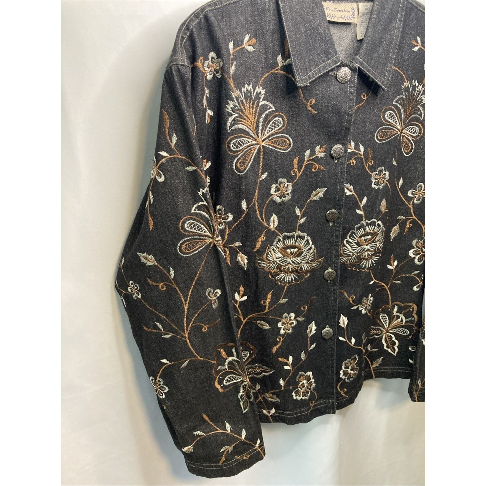 Other Vintage Embroidered Denim Jacket Y2K Floral Boho Women's S Size S / US 4 / IT 40 - 2 Thumbnail