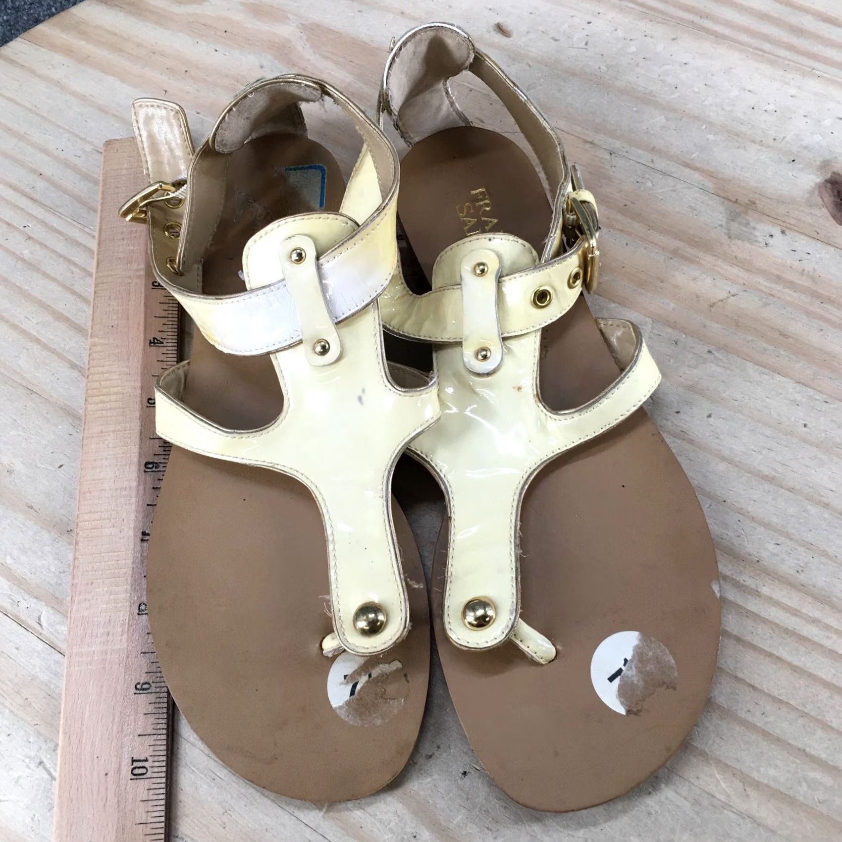 Franco Sarto Franco Sarto Sandals Womens 7.5 M Toro Ankle Strap Flats Yellow Leather Flats Sandal Casual Women, TS Toro, Yellow Leather Size US 8 / IT 38 - 7 Thumbnail