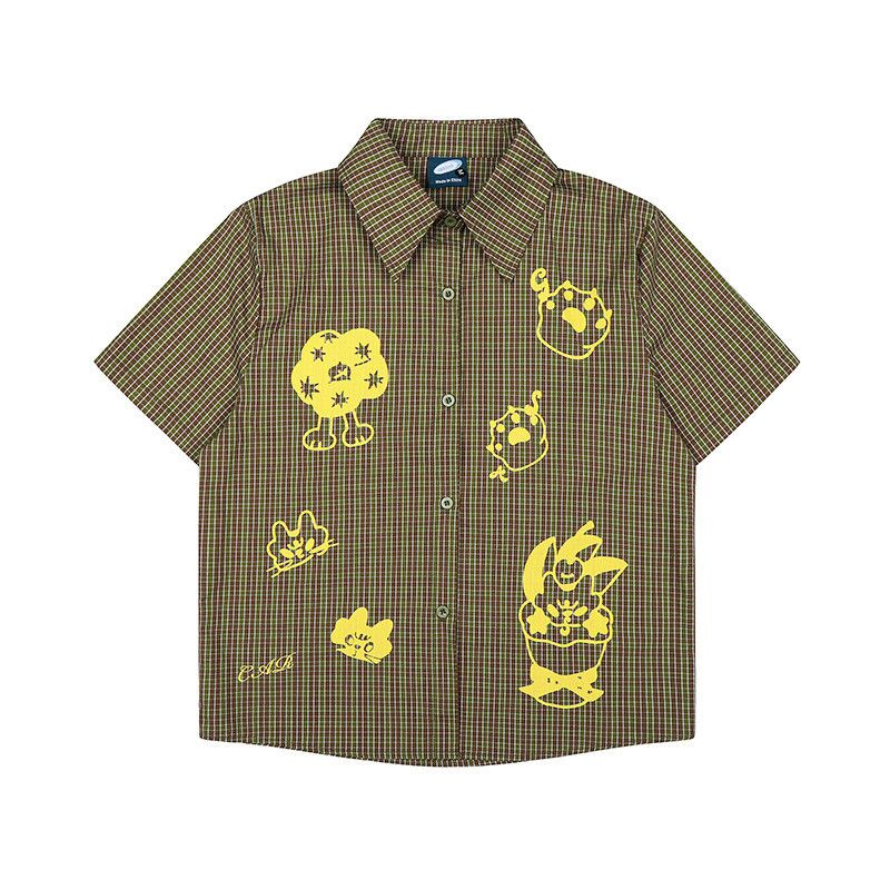 Japanese Brand American Retro Plaid Shirt with Graffiti Print Size US M / EU 48-50 / 2 - 1 Thumbnail