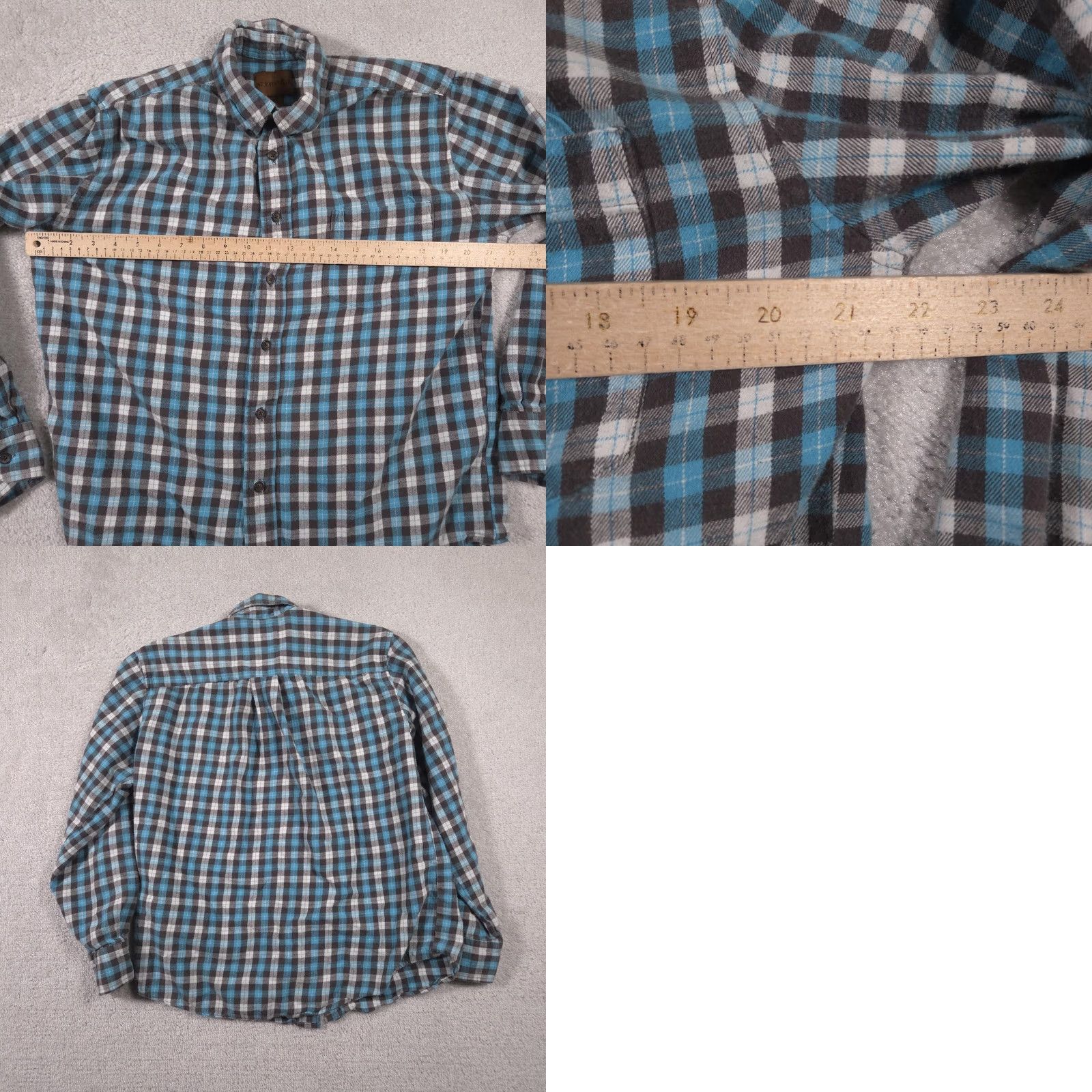 Vintage St. John's Bay Shirt Mens Medium Blue Brown Plaid Button Front Long Sleeve Cotton Shirt Size US M / EU 48-50 / 2 - 8 Thumbnail