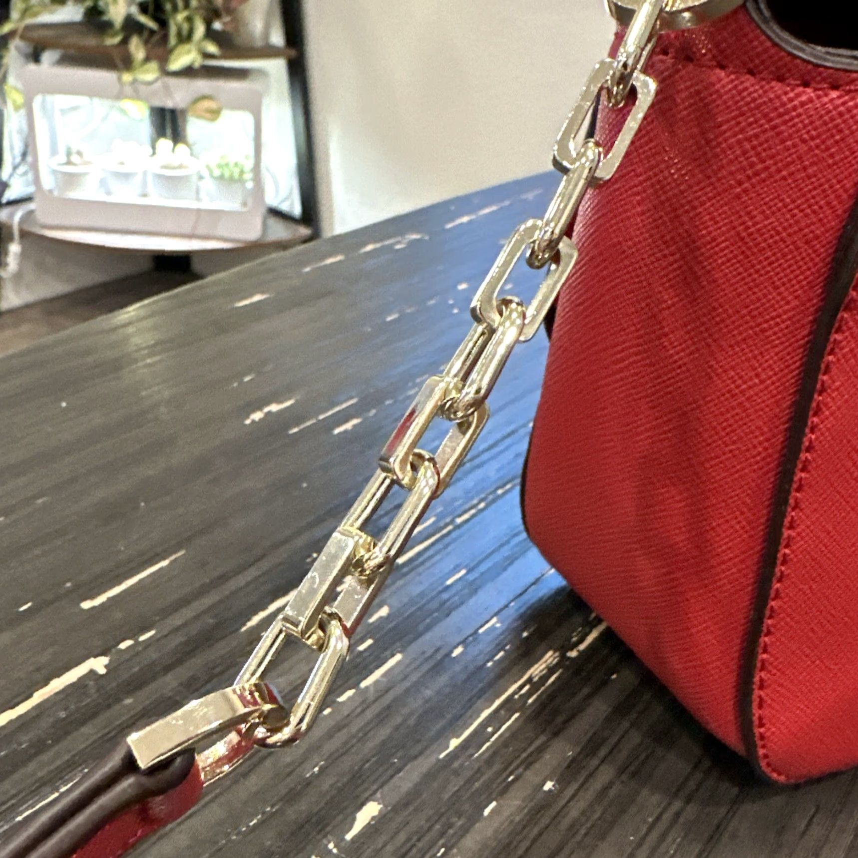Michael Kors Michael Kors Ellis MD Flap Messenger Purse Crossbody Leather Mandarin Red Women Size ONE SIZE - 4 Thumbnail