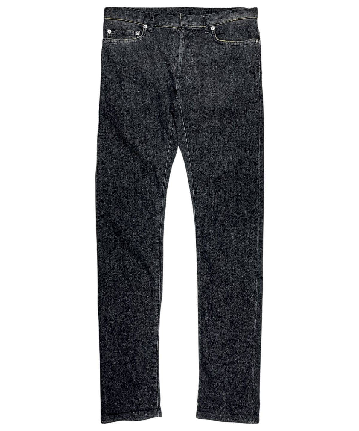 Dior Homme Yellow Trim Gray Stretch Denim Jeans