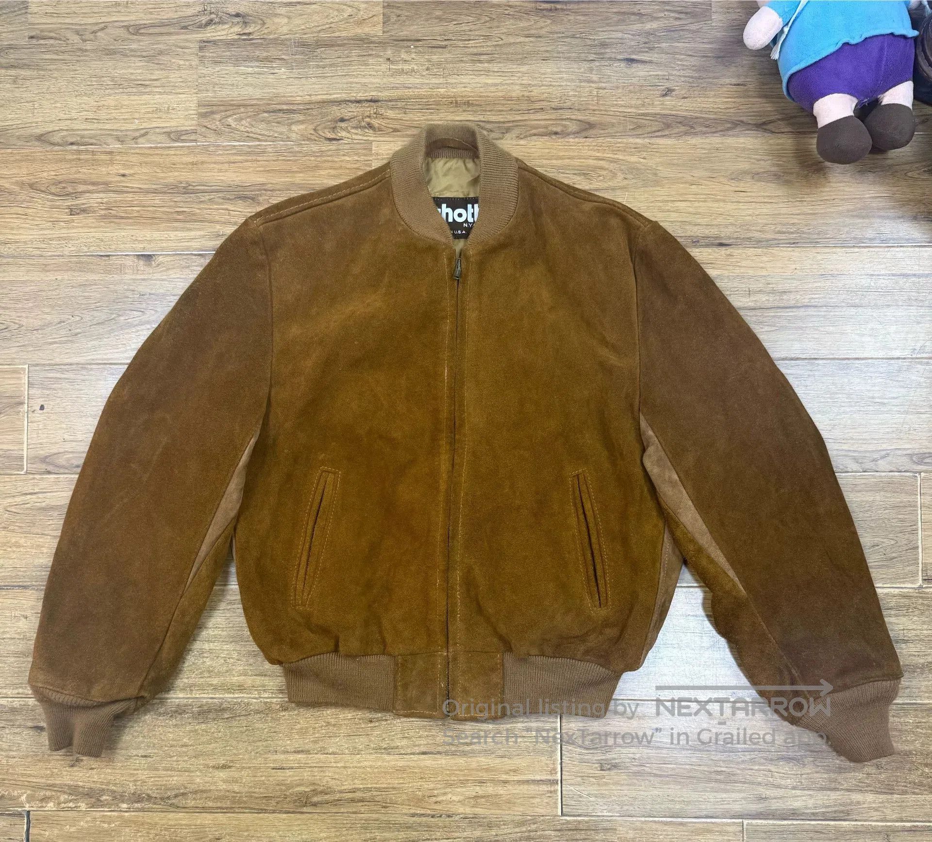 Schott Men's Suede Leather Biker Jacket. Size US S / EU 44-46 / 1 - 1 Thumbnail
