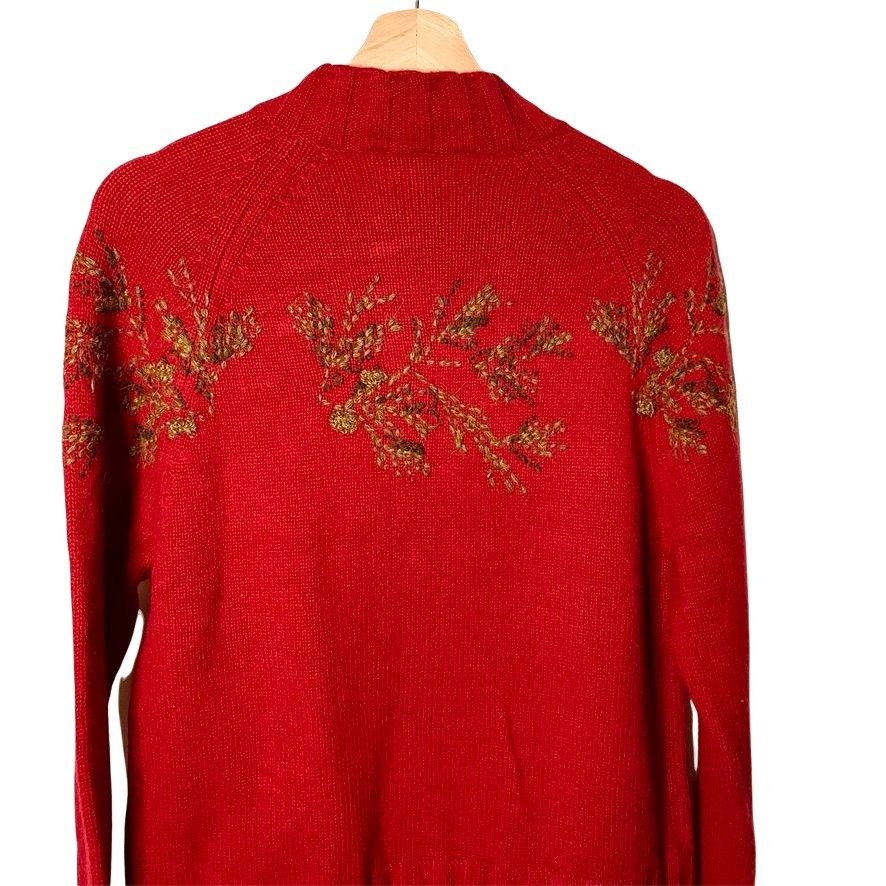 Vintage Womens Vintage Sweater Woolrich Medium Red Lambs Wool u Zip Size M / US 6-8 / IT 42-44 - 2 Thumbnail