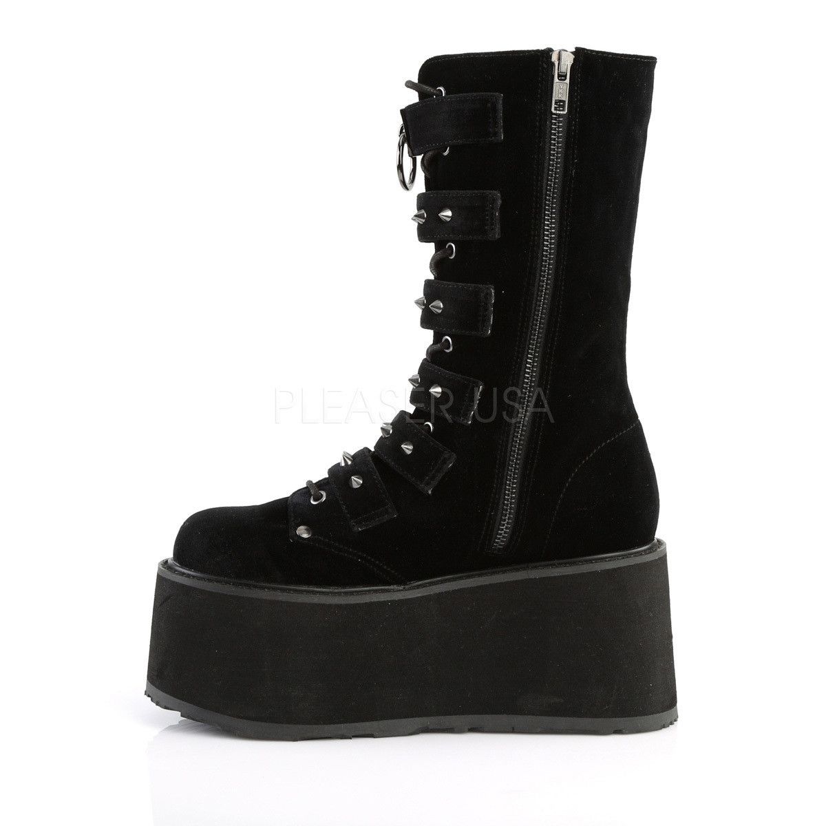 Demonia Cult DEMONIA Damned 225 Goth Punk Rock 3.5" Platform Calf Boots B Size US 12 / IT 42 - 7 Thumbnail