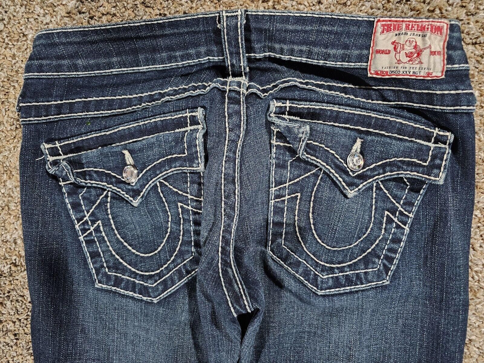 True Religion True Religion 27x30 Jeans Disco Joey Big T Flaps Flare Size 27" / US 4 / IT 40 - 8 Thumbnail