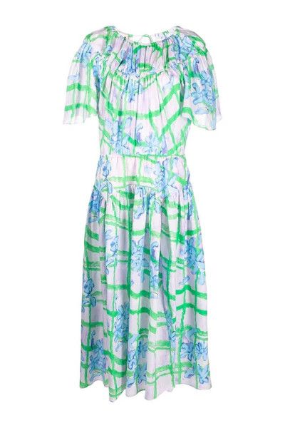 o1w1db10524 Ruched Midi Dress in Multicolor