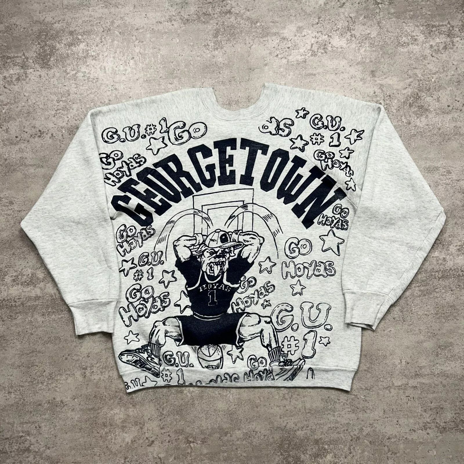 NCAA × Vintage GEORGETOWN HOYAS SWEATSHIRT AOP SPELLOUT MADE IN USA SIZE L Size US L / EU 52-54 / 3 - 2 Thumbnail
