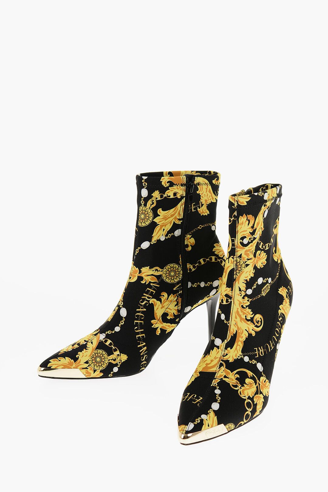 Versace JEANS COUTURE Sock Ankle Boots SCARLETT Pointed Toe with Baroque Print 9cm Heel Size US 11 / IT 41 - 1 Thumbnail