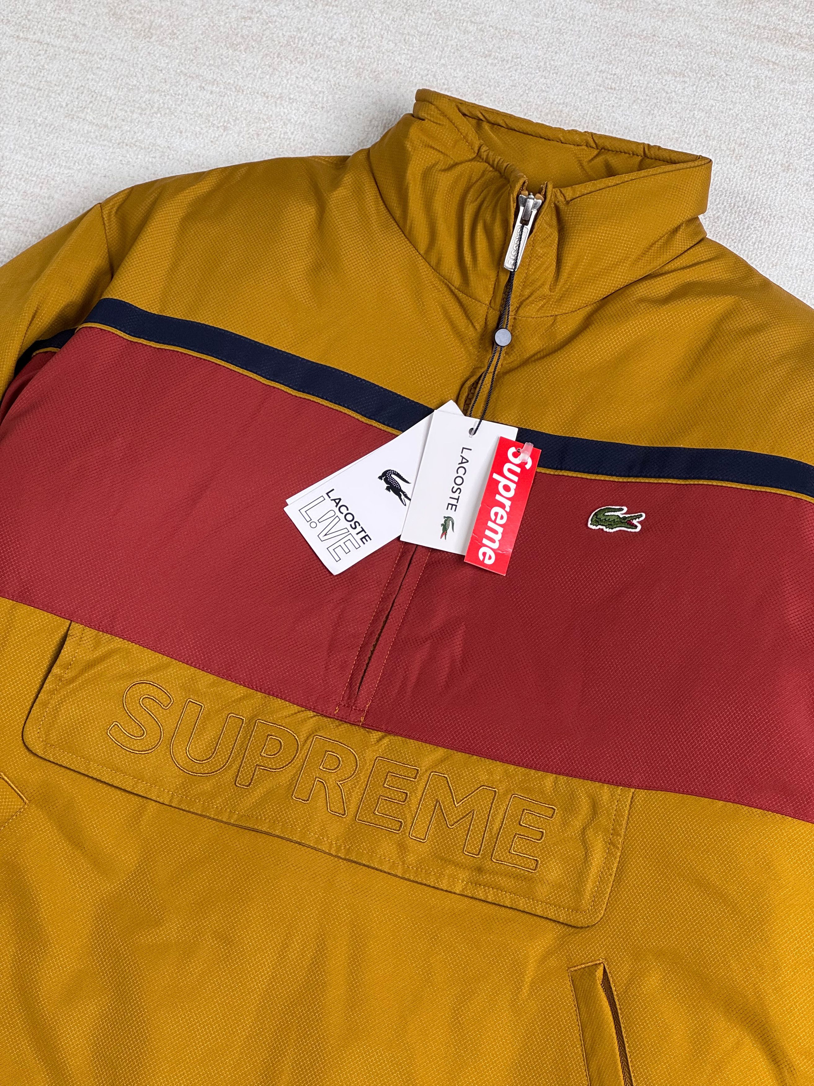 ジャケット・アウター supreme lacoste puffy pullover Size M - Supreme LACOSTE Jacket Puffy Half Zip Pullover Light Blue