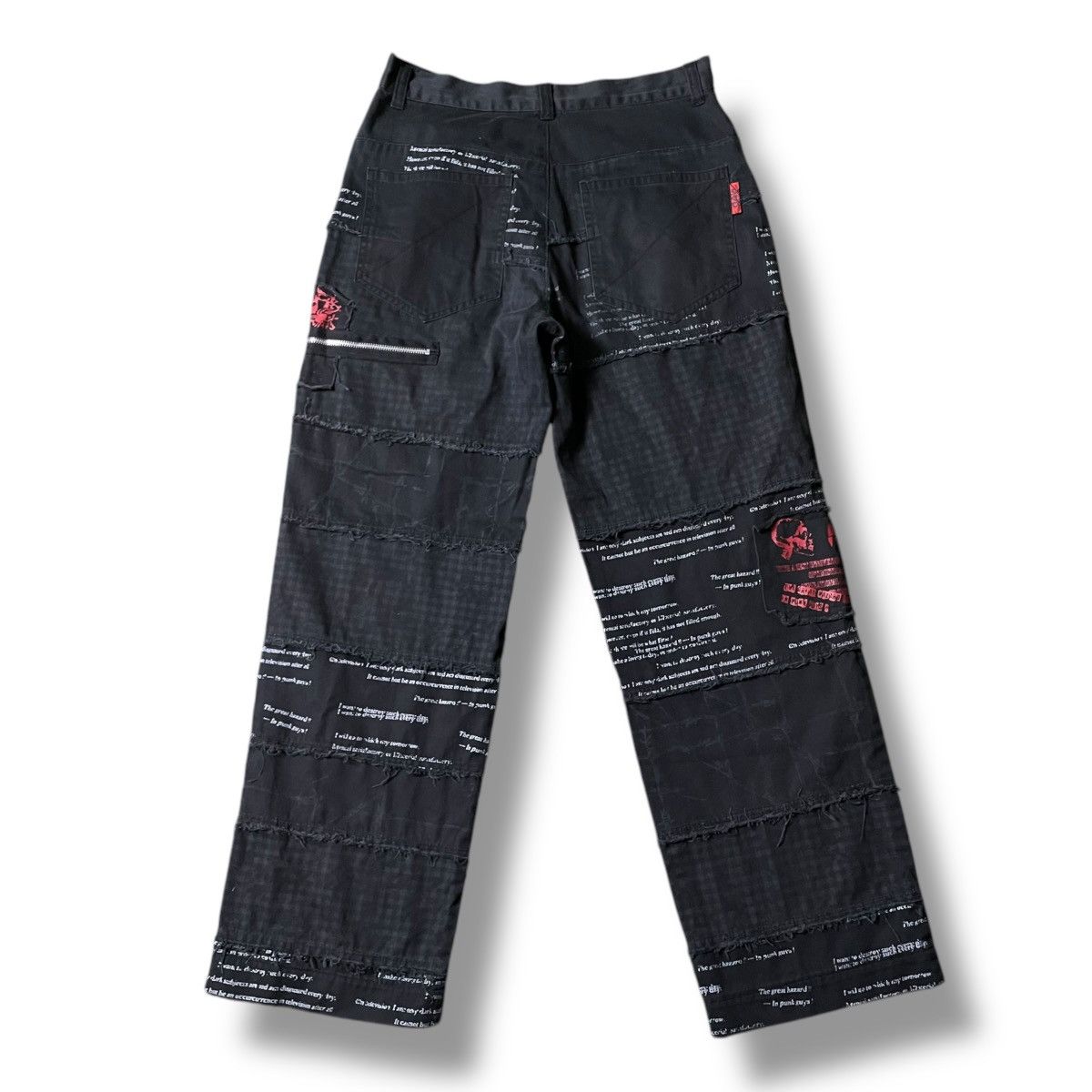 If Six Was Nine × Japanese Brand × Yasuyuki Ishii 🇯🇵☠️ MAD PUNK WORDING PATCHES SEDITIONARIES PUNK GOTHIC PANTS Size US 29 - 2 Thumbnail