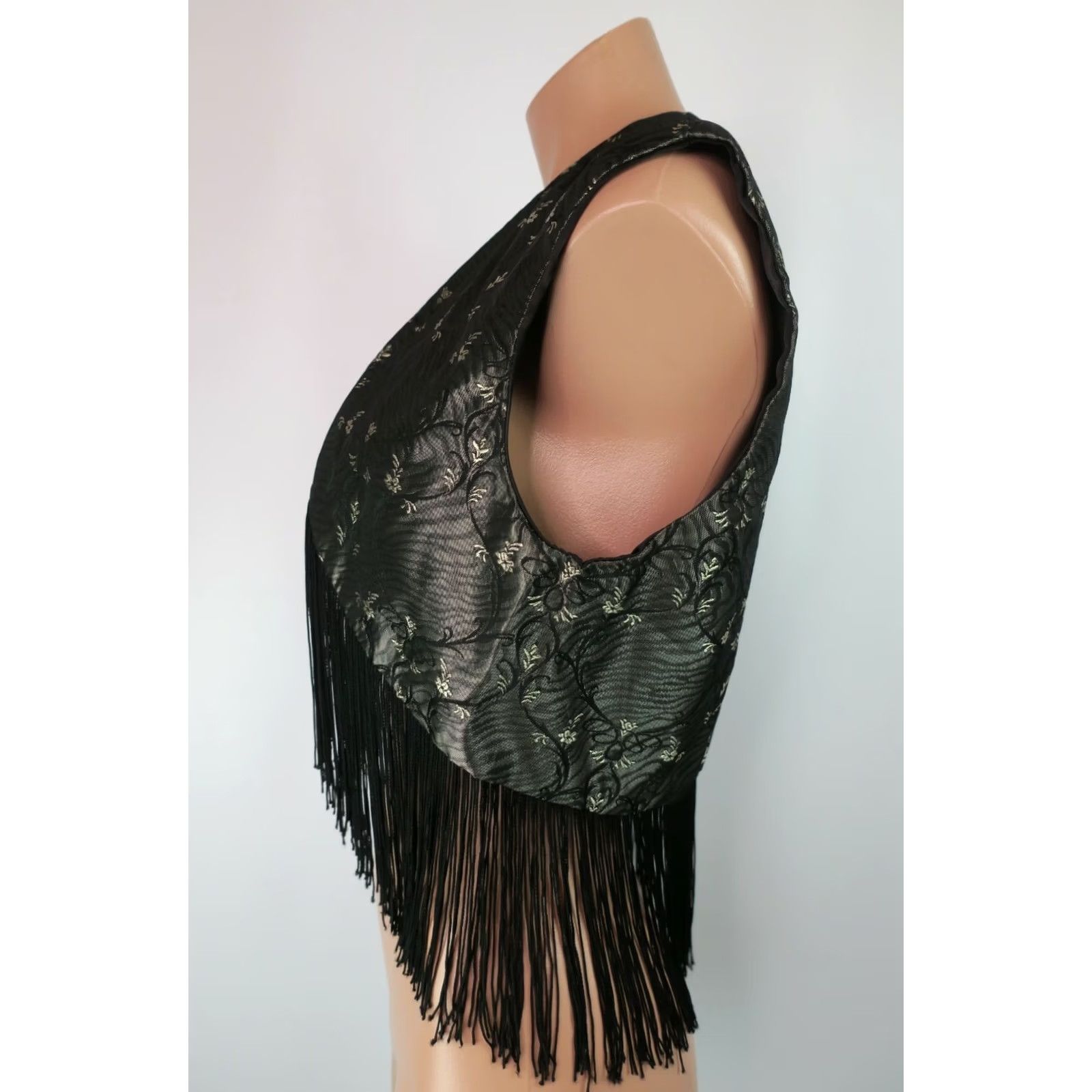 Vintage VINTAGE Phyllis Terry Silk Blend Floral Fringe Cropped Vest Women L Silver Mandarin Asian Style Shirt? Size L / US 10 / IT 46 - 5 Thumbnail